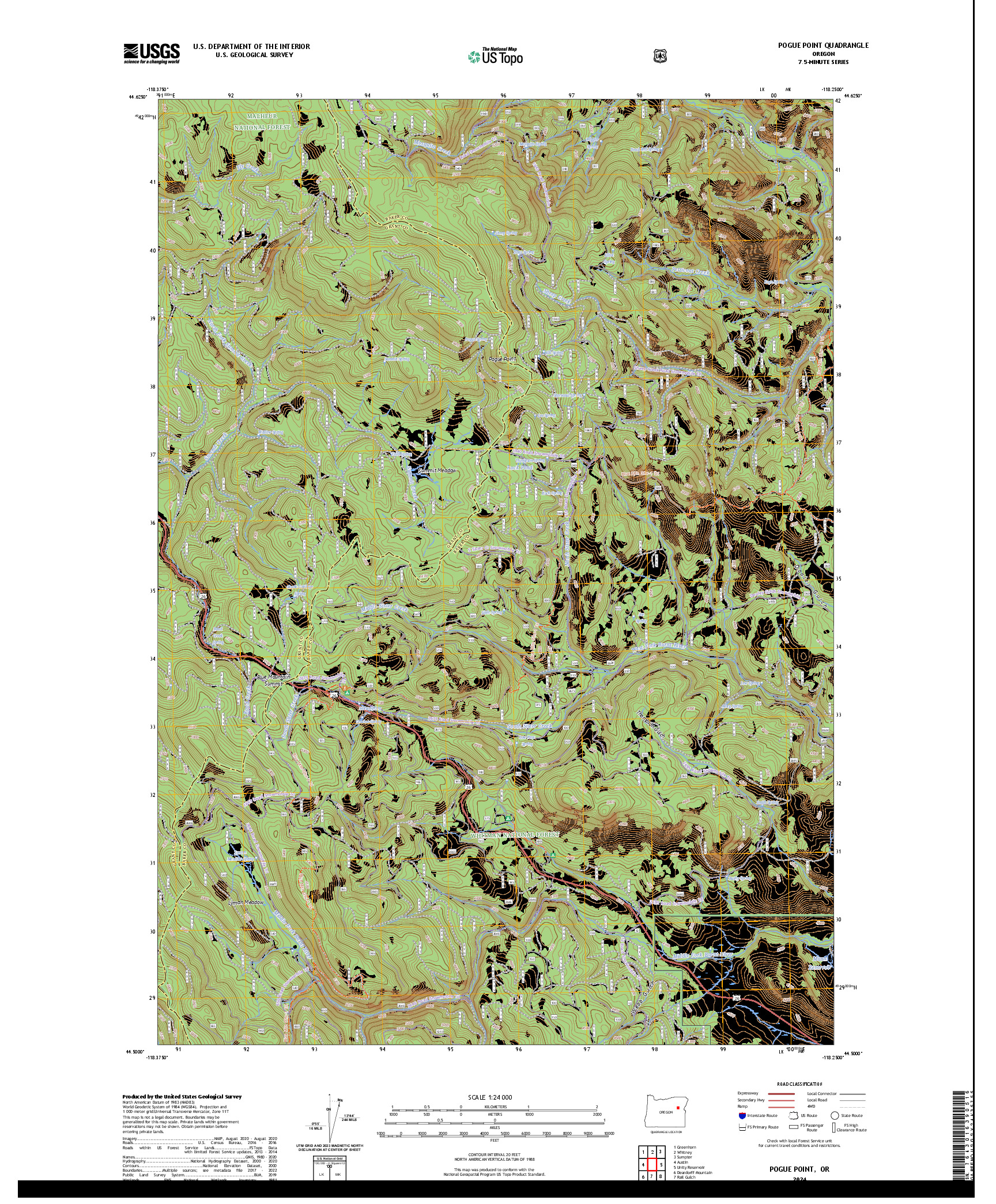 US TOPO 7.5-MINUTE MAP FOR POGUE POINT, OR