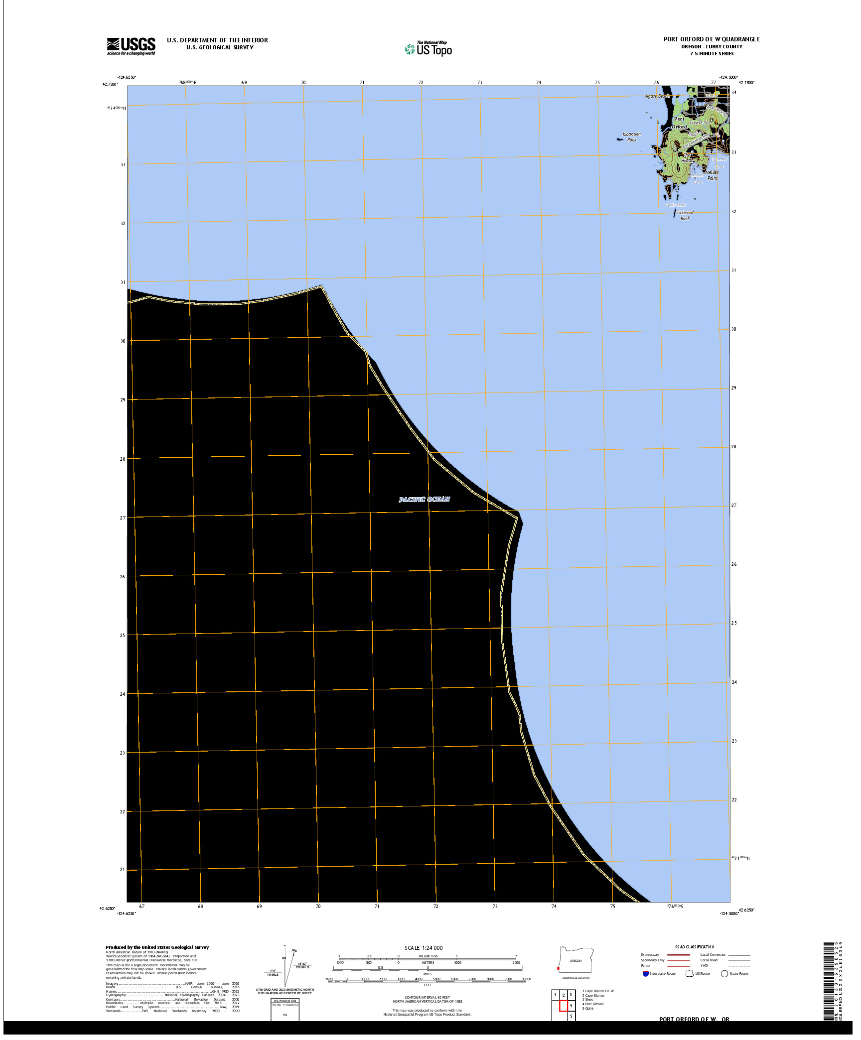US TOPO 7.5-MINUTE MAP FOR PORT ORFORD OE W, OR