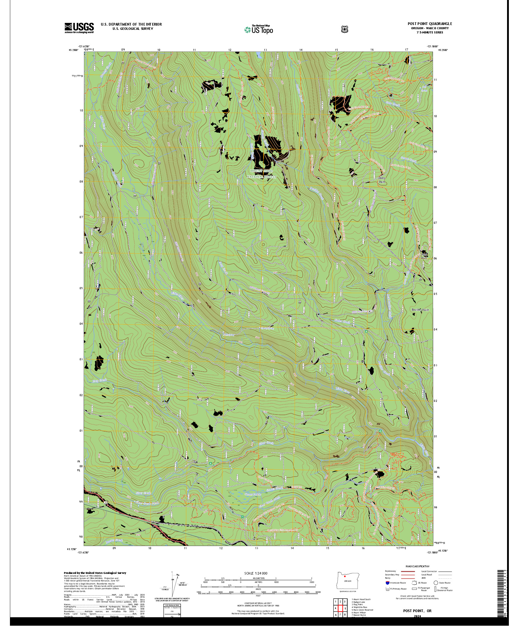 US TOPO 7.5-MINUTE MAP FOR POST POINT, OR