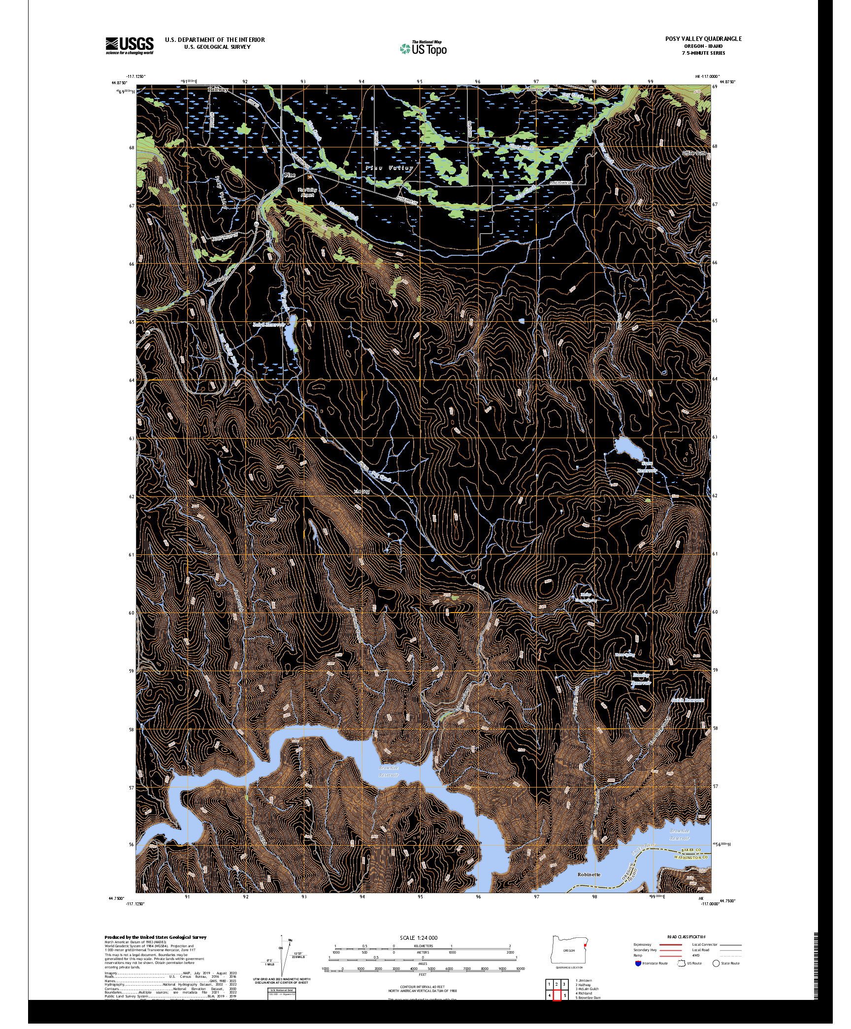 US TOPO 7.5-MINUTE MAP FOR POSY VALLEY, OR,ID