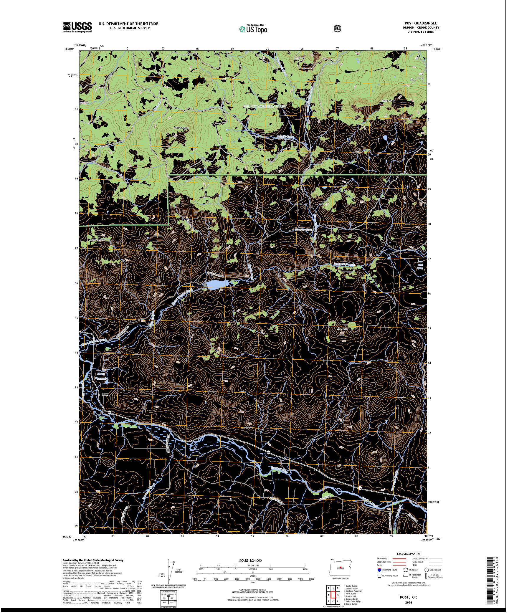 US TOPO 7.5-MINUTE MAP FOR POST, OR