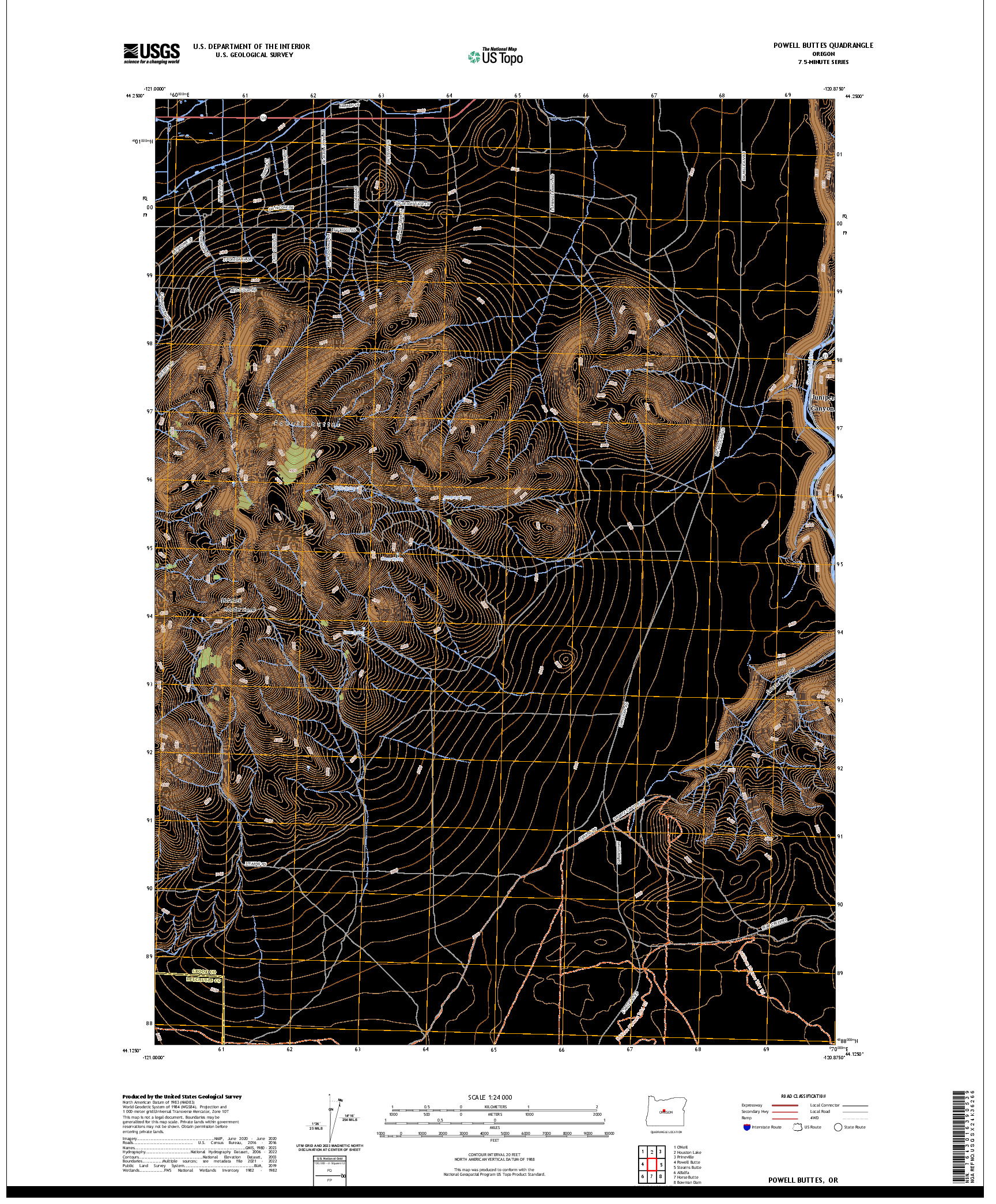 US TOPO 7.5-MINUTE MAP FOR POWELL BUTTES, OR
