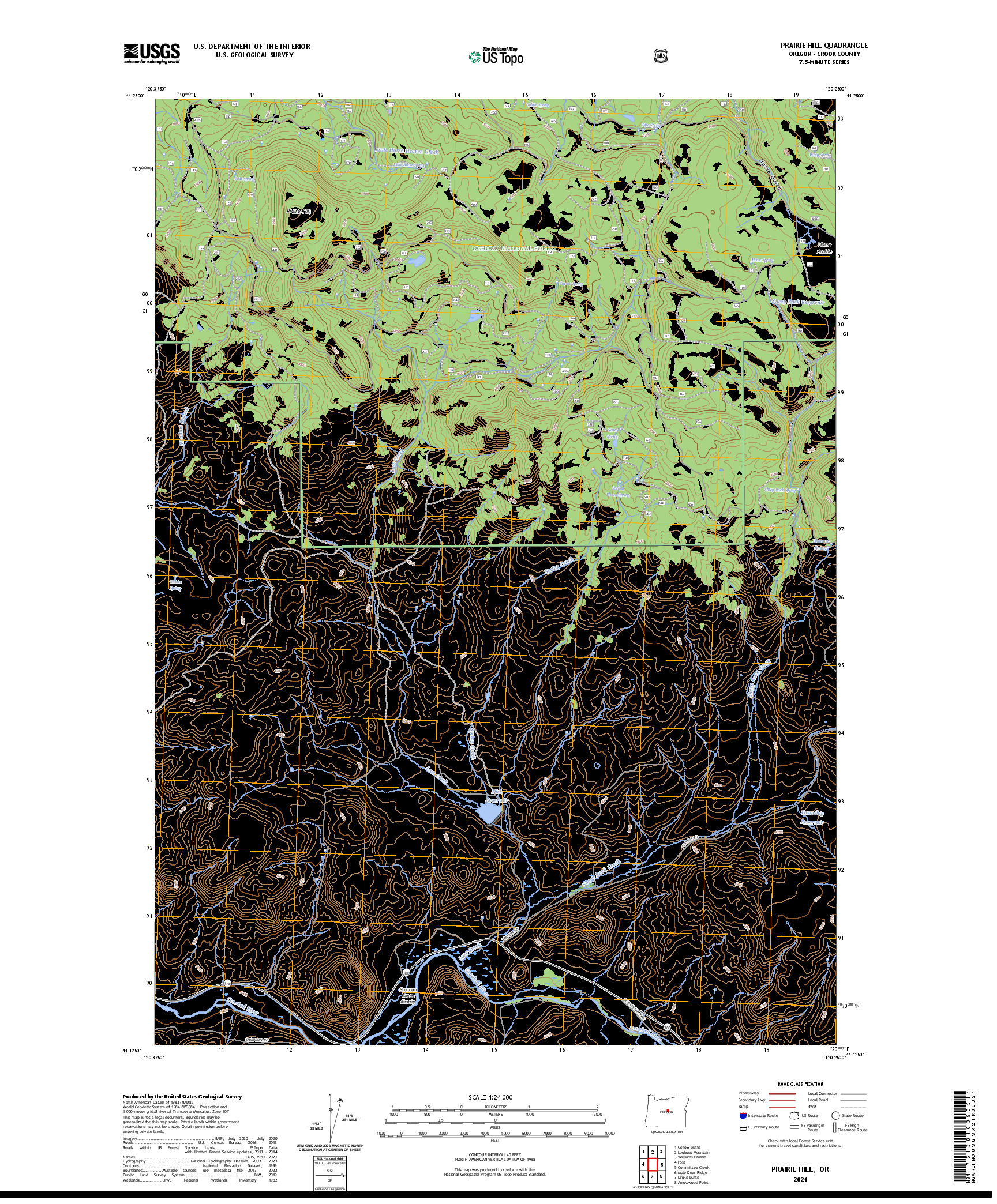 US TOPO 7.5-MINUTE MAP FOR PRAIRIE HILL, OR