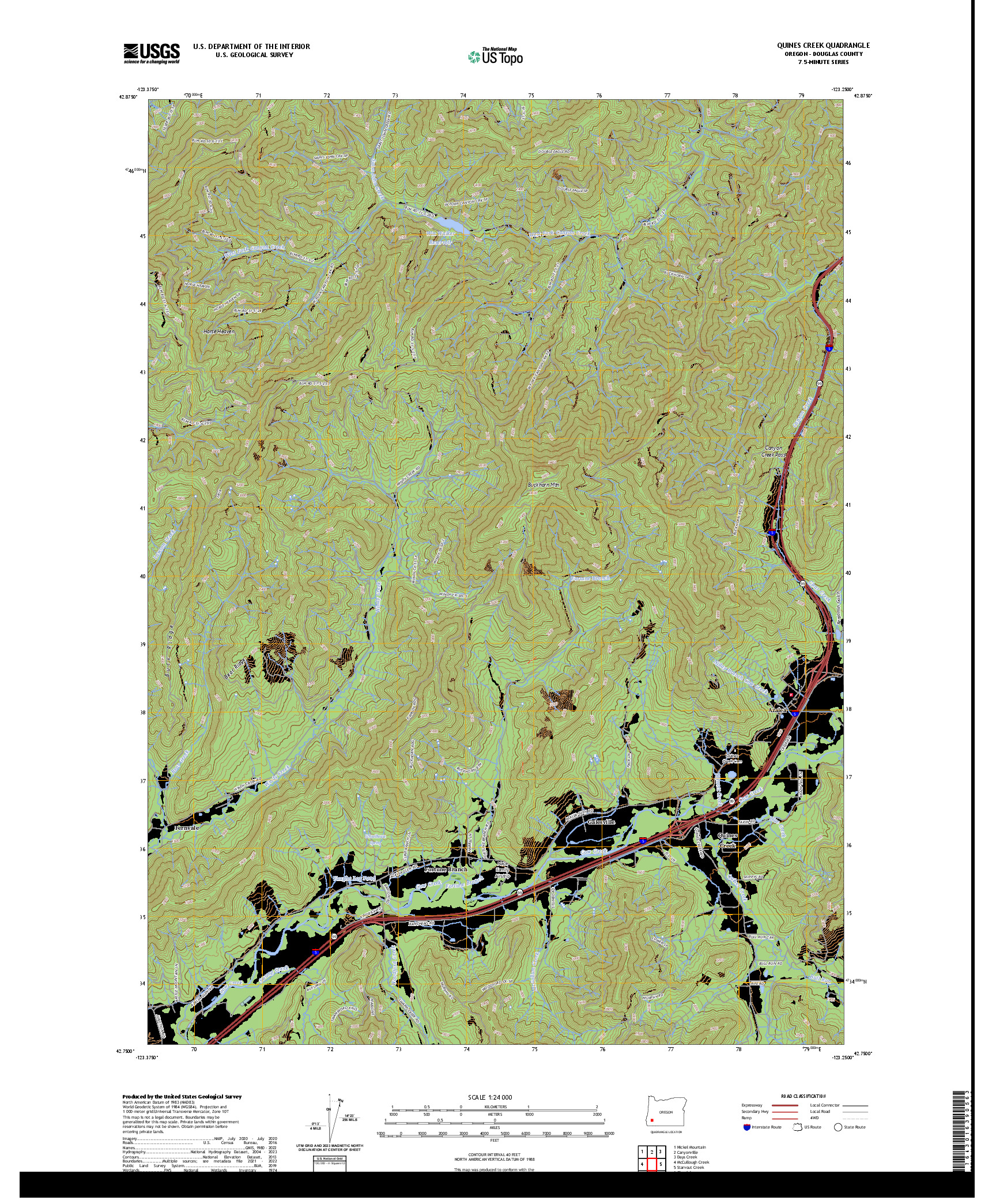 US TOPO 7.5-MINUTE MAP FOR QUINES CREEK, OR