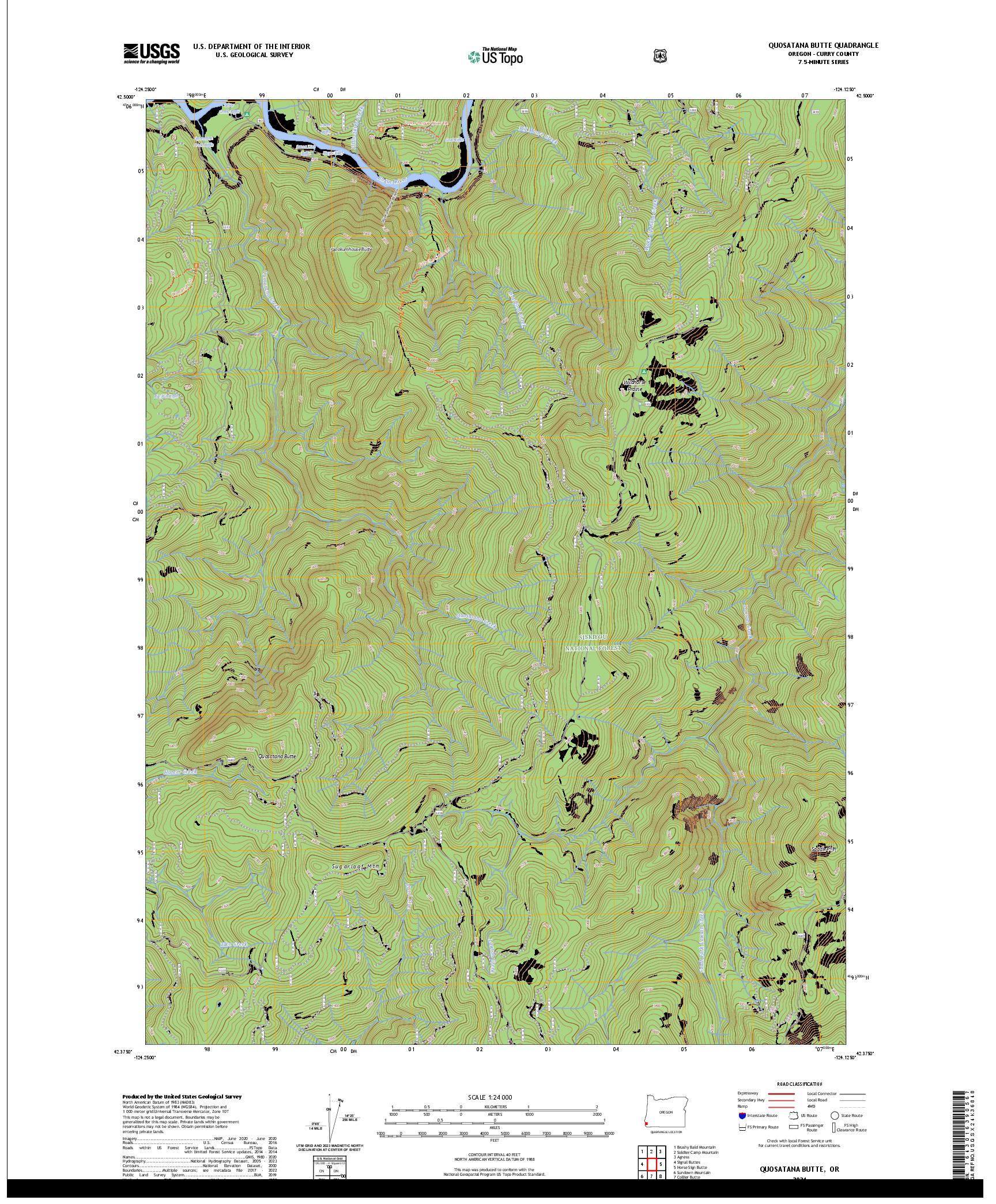 US TOPO 7.5-MINUTE MAP FOR QUOSATANA BUTTE, OR