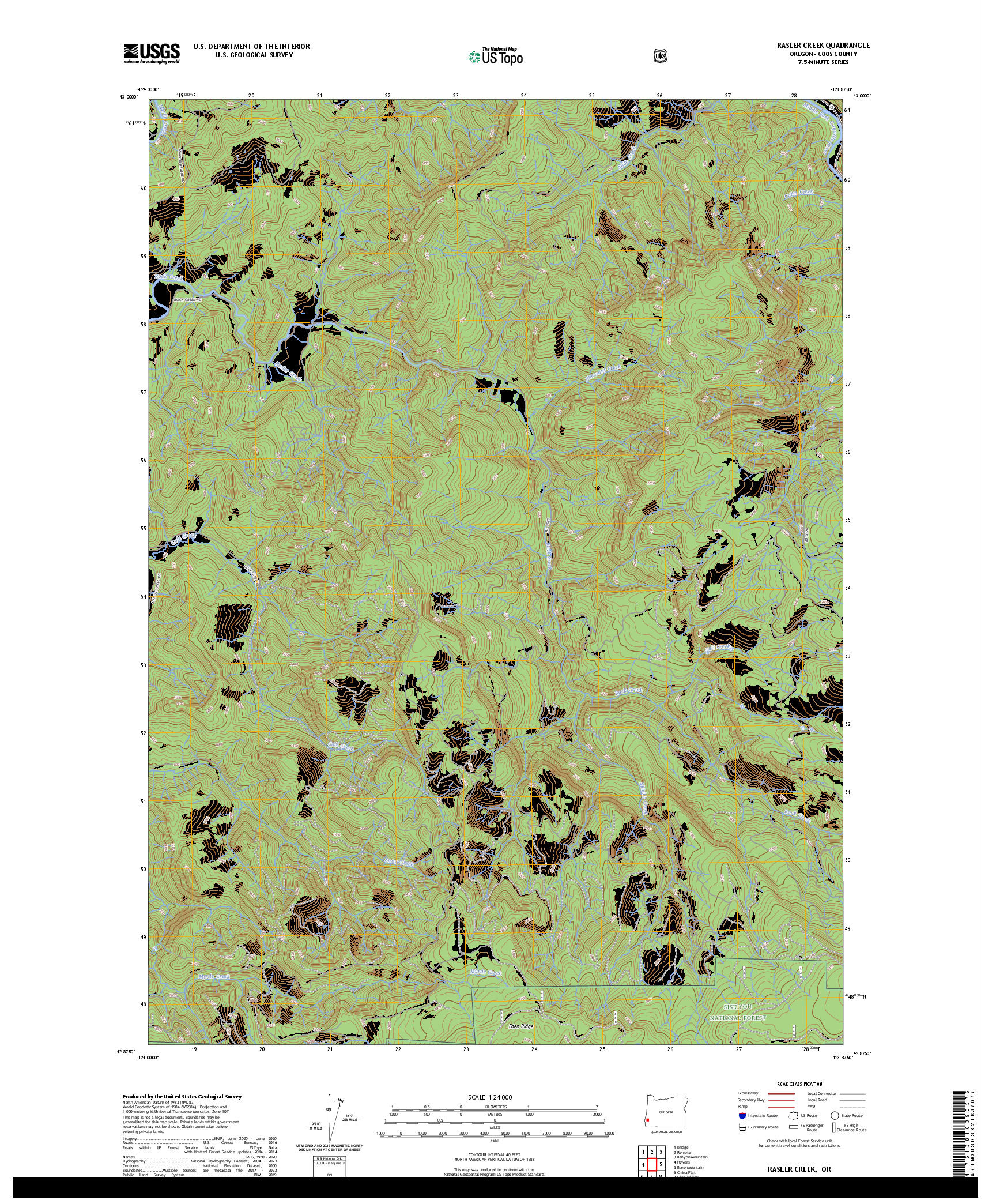 US TOPO 7.5-MINUTE MAP FOR RASLER CREEK, OR
