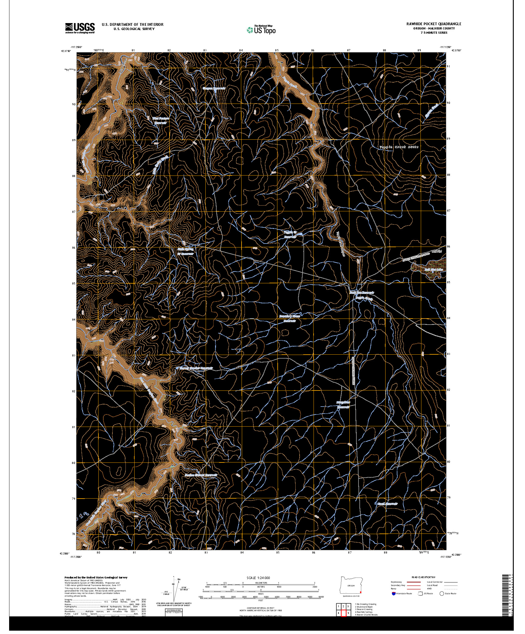 US TOPO 7.5-MINUTE MAP FOR RAWHIDE POCKET, OR