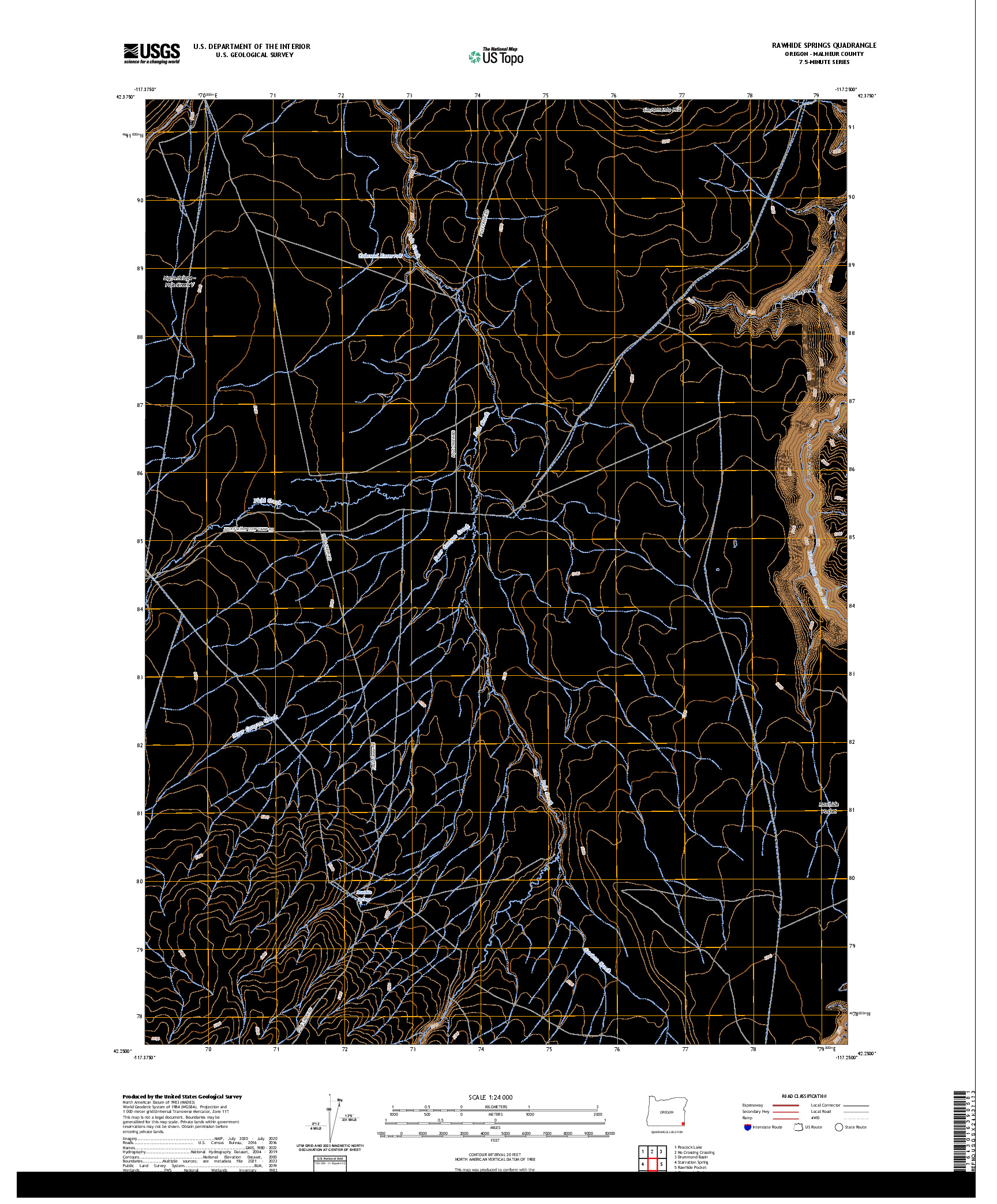 US TOPO 7.5-MINUTE MAP FOR RAWHIDE SPRINGS, OR