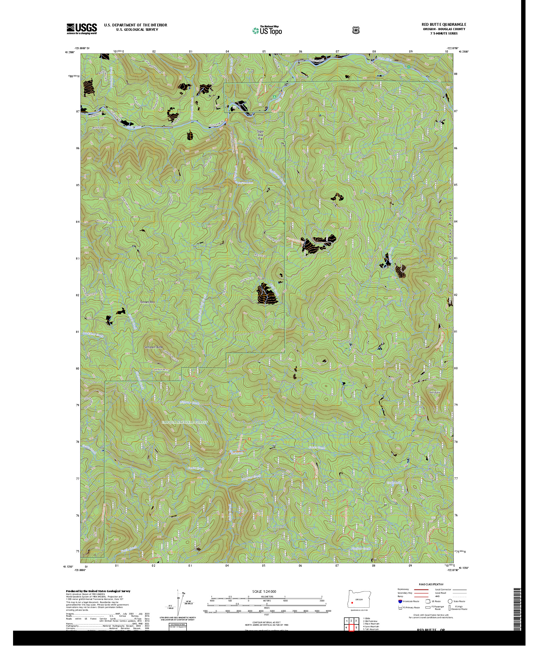 US TOPO 7.5-MINUTE MAP FOR RED BUTTE, OR