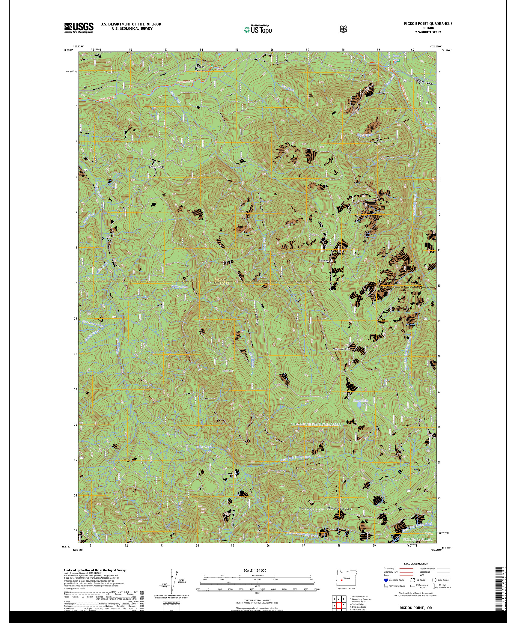 US TOPO 7.5-MINUTE MAP FOR RIGDON POINT, OR