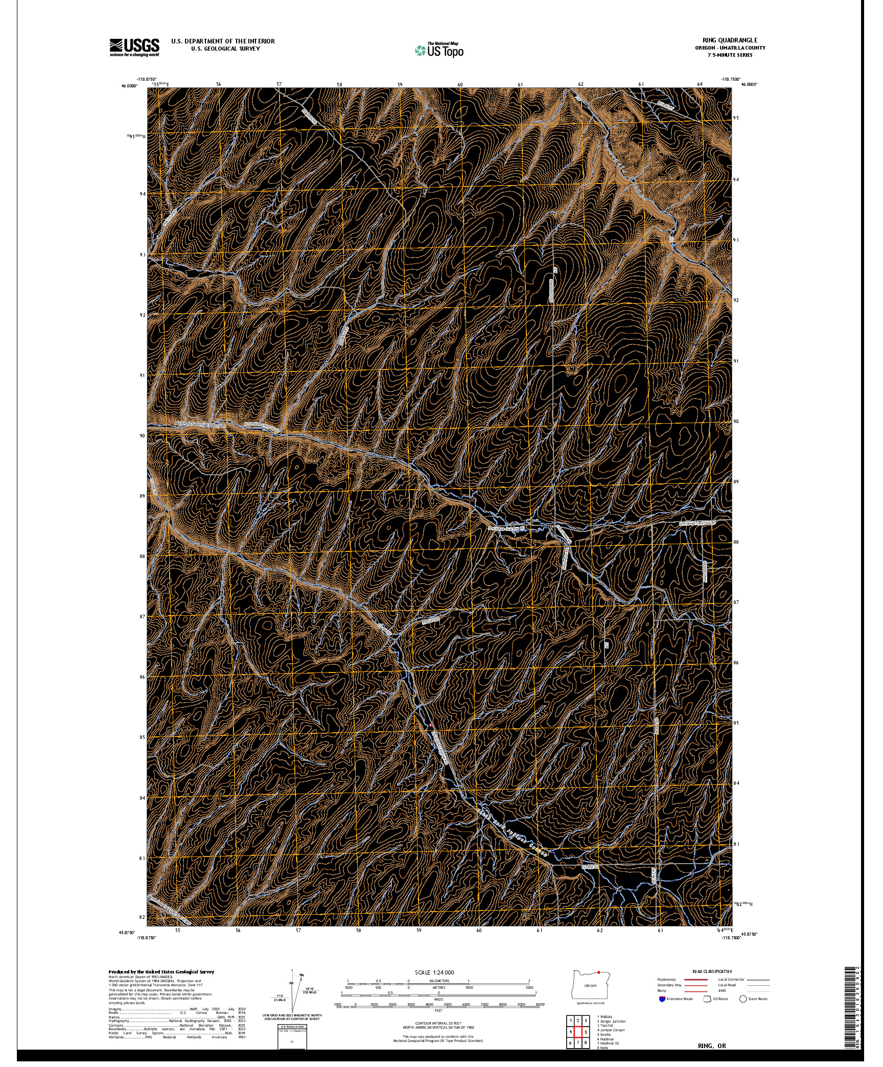 US TOPO 7.5-MINUTE MAP FOR RING, OR