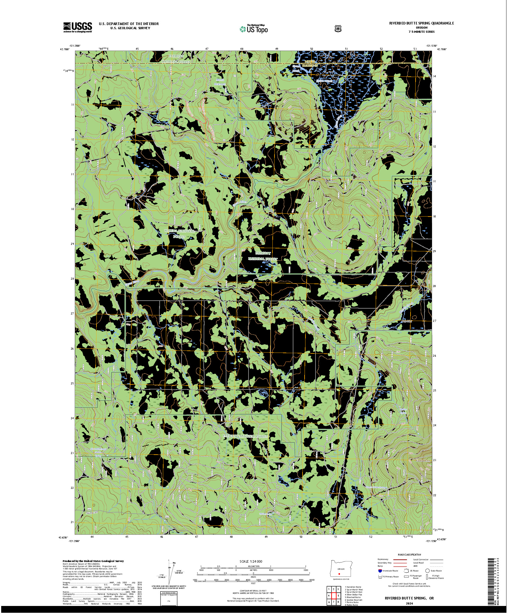 US TOPO 7.5-MINUTE MAP FOR RIVERBED BUTTE SPRING, OR