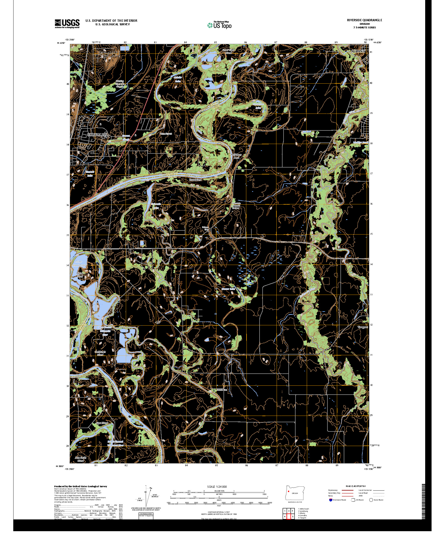 US TOPO 7.5-MINUTE MAP FOR RIVERSIDE, OR