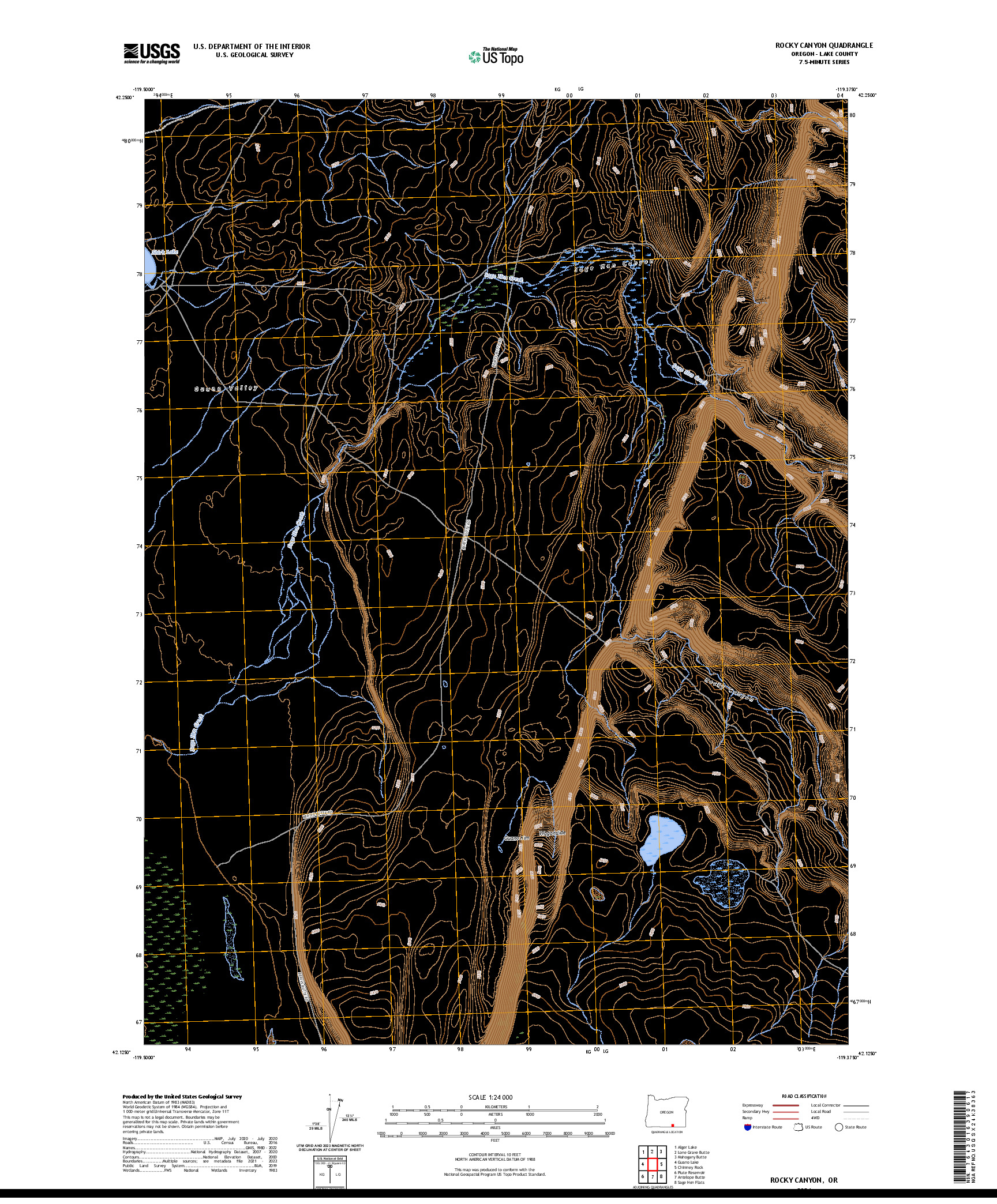 US TOPO 7.5-MINUTE MAP FOR ROCKY CANYON, OR
