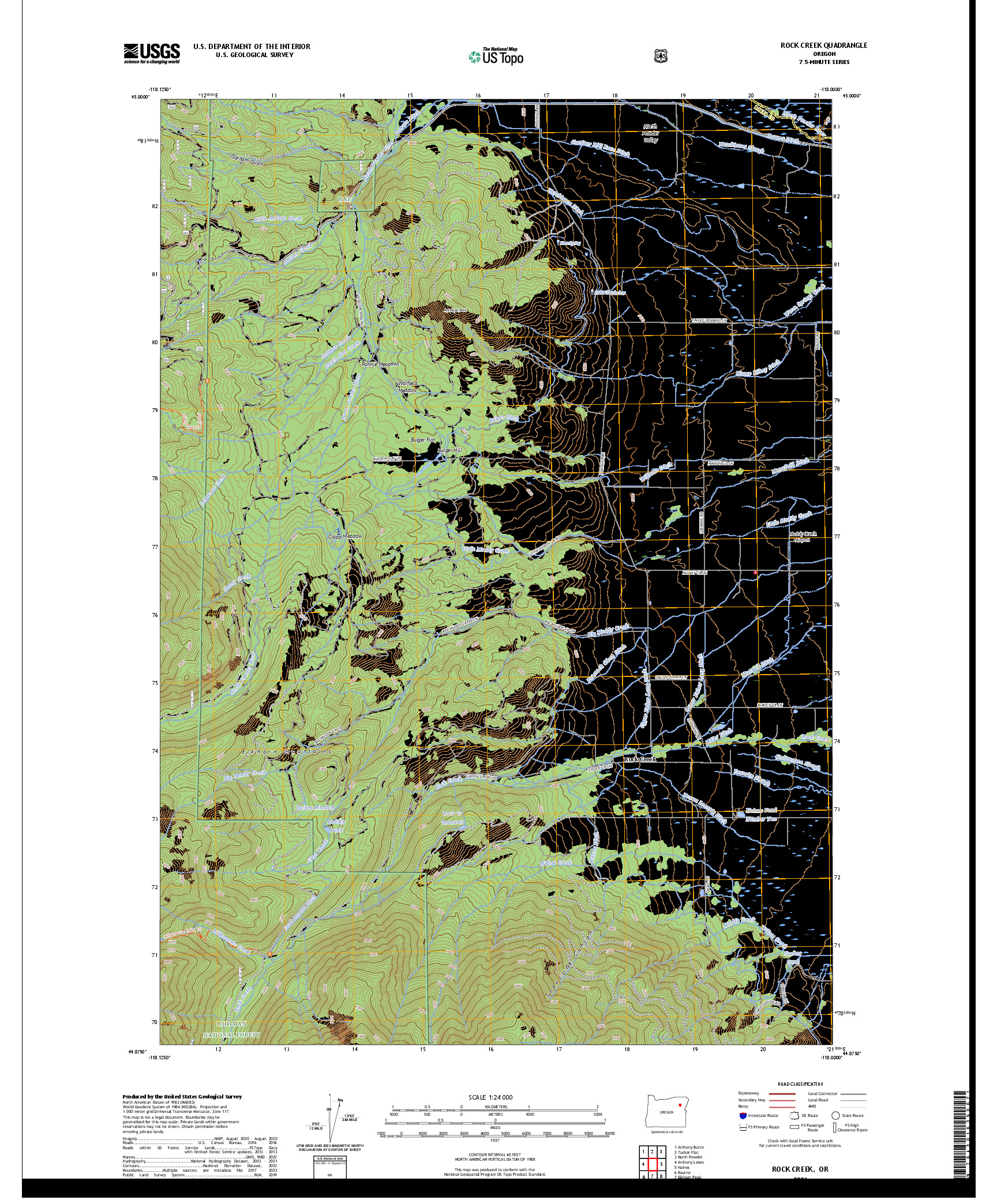 US TOPO 7.5-MINUTE MAP FOR ROCK CREEK, OR