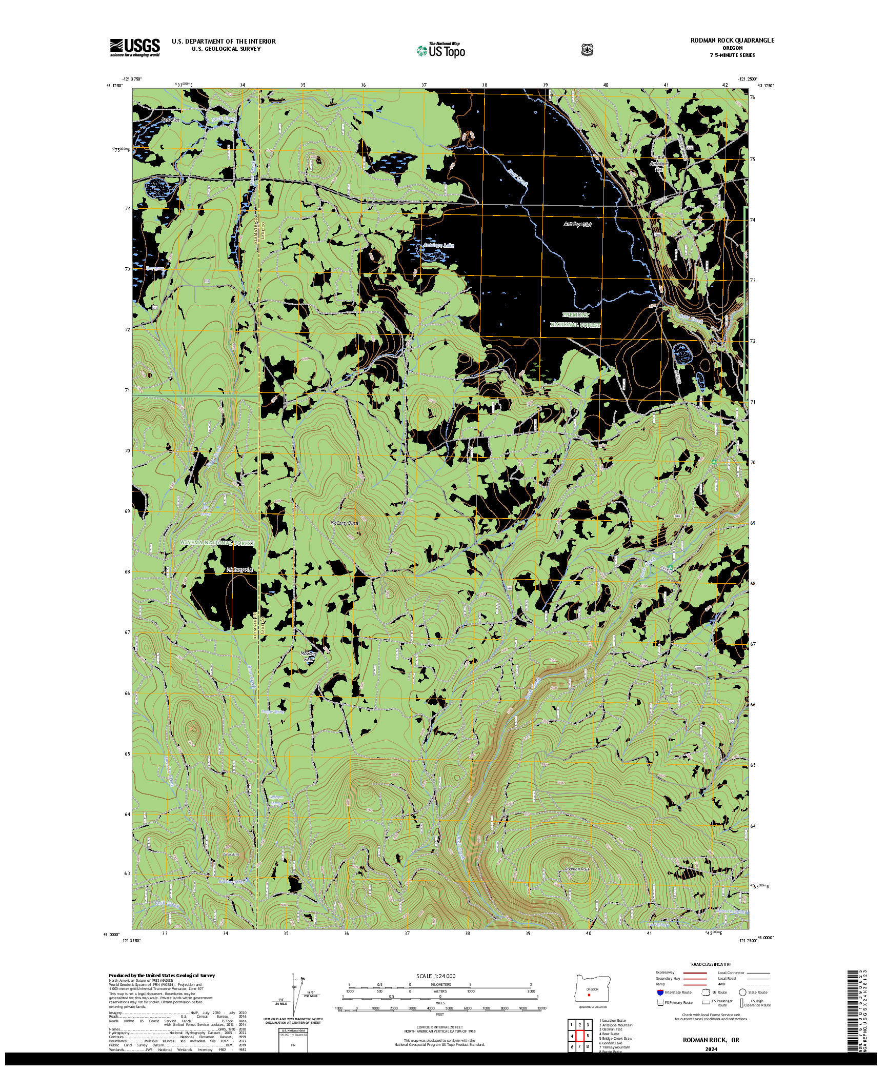 US TOPO 7.5-MINUTE MAP FOR RODMAN ROCK, OR