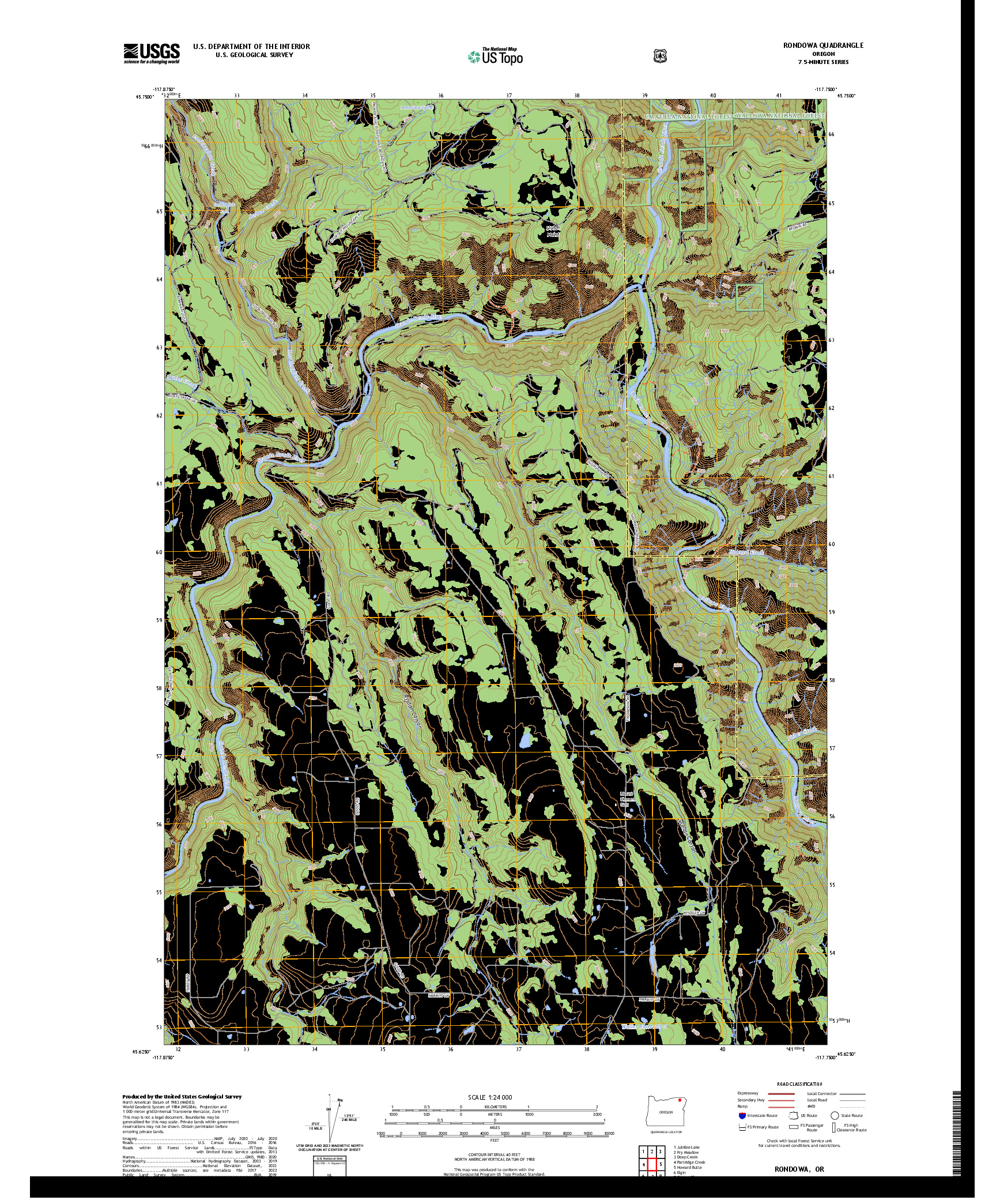 US TOPO 7.5-MINUTE MAP FOR RONDOWA, OR