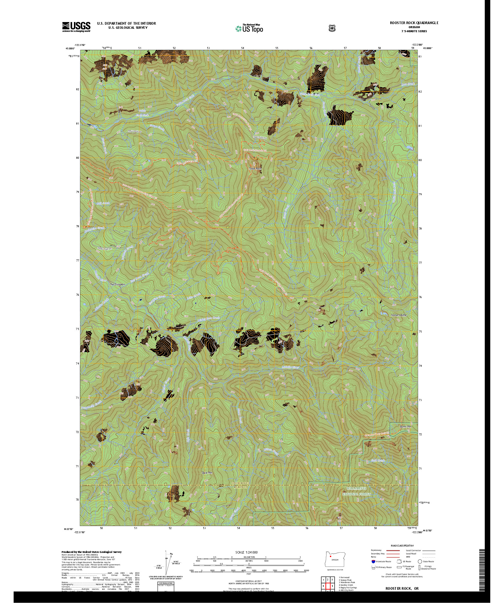 US TOPO 7.5-MINUTE MAP FOR ROOSTER ROCK, OR