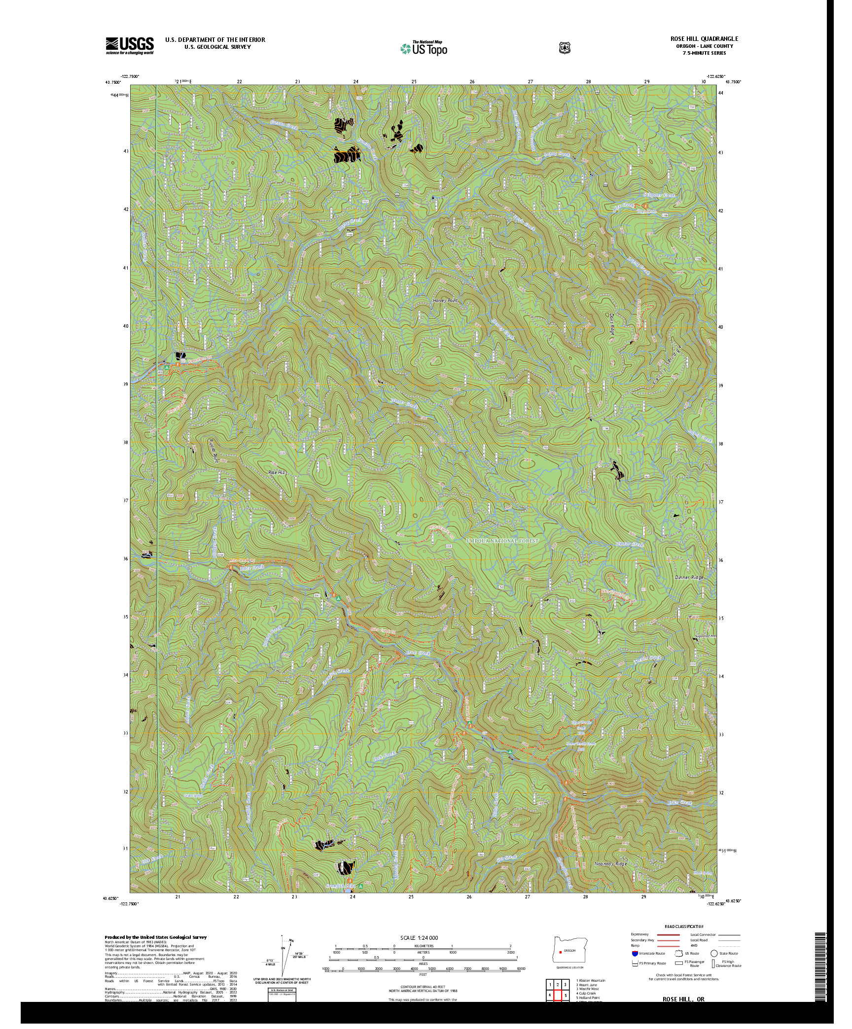 US TOPO 7.5-MINUTE MAP FOR ROSE HILL, OR