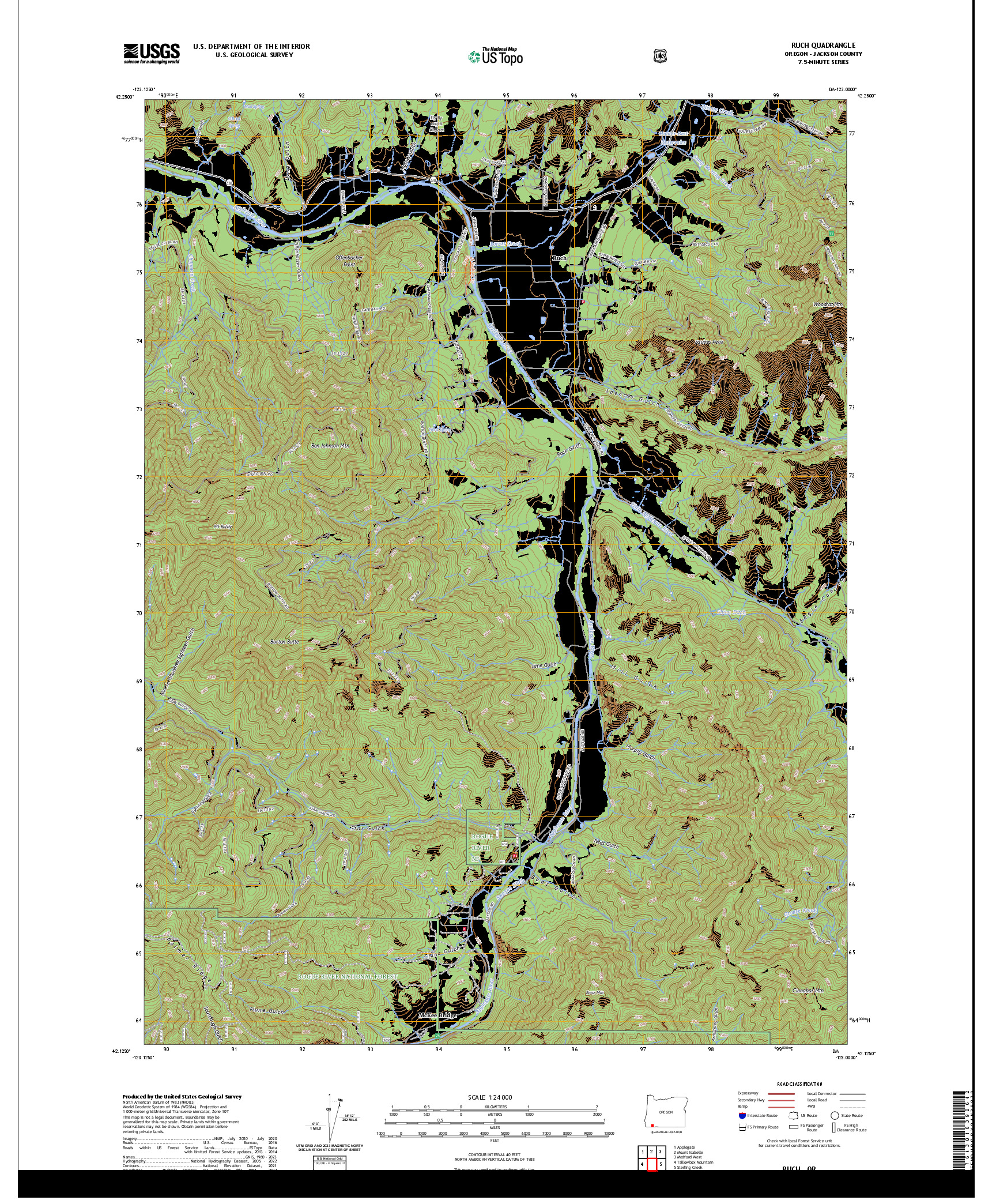 US TOPO 7.5-MINUTE MAP FOR RUCH, OR