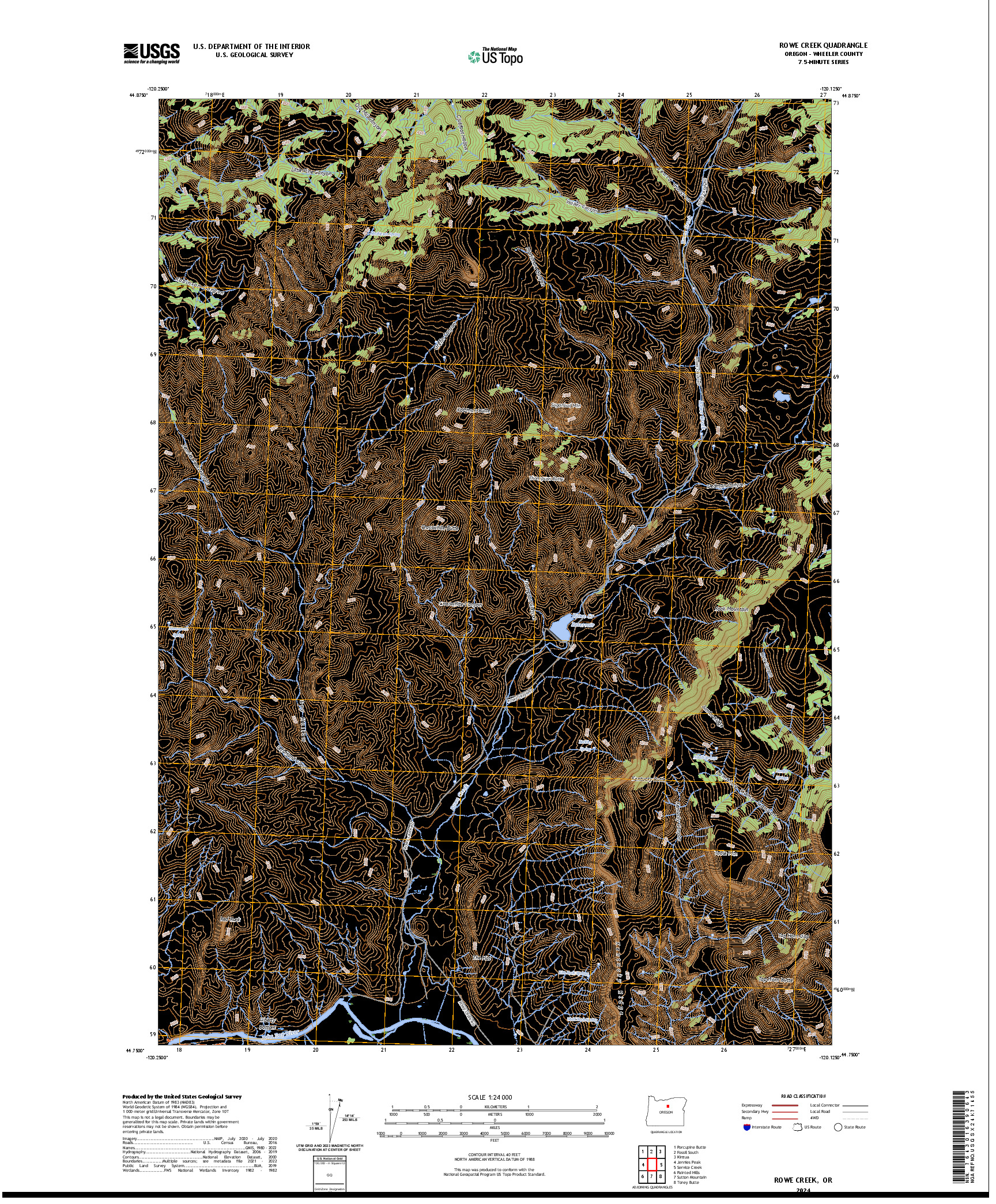 US TOPO 7.5-MINUTE MAP FOR ROWE CREEK, OR