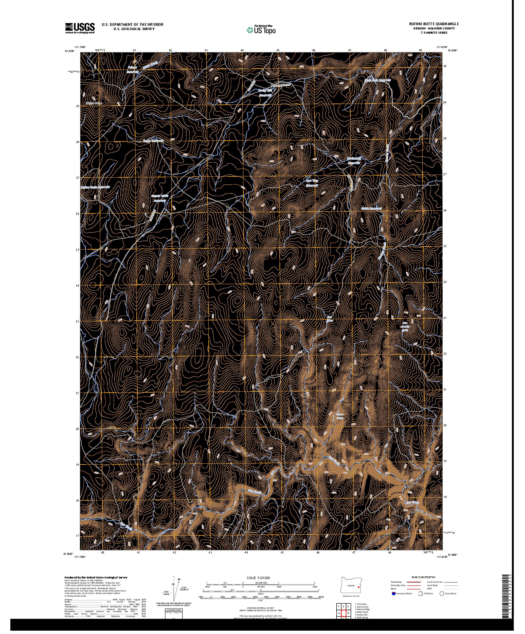 US TOPO 7.5-MINUTE MAP FOR RUFINO BUTTE, OR