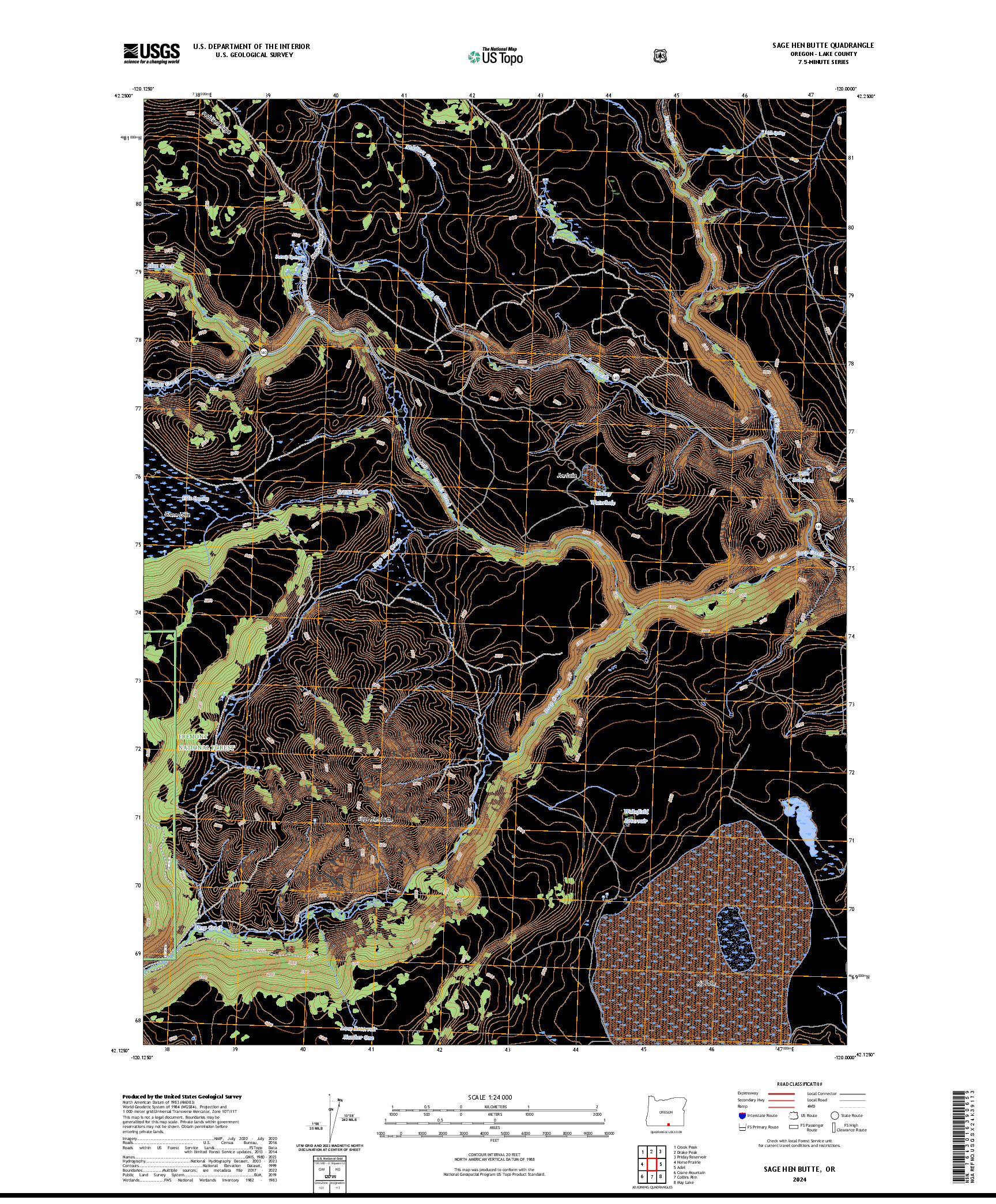 US TOPO 7.5-MINUTE MAP FOR SAGE HEN BUTTE, OR