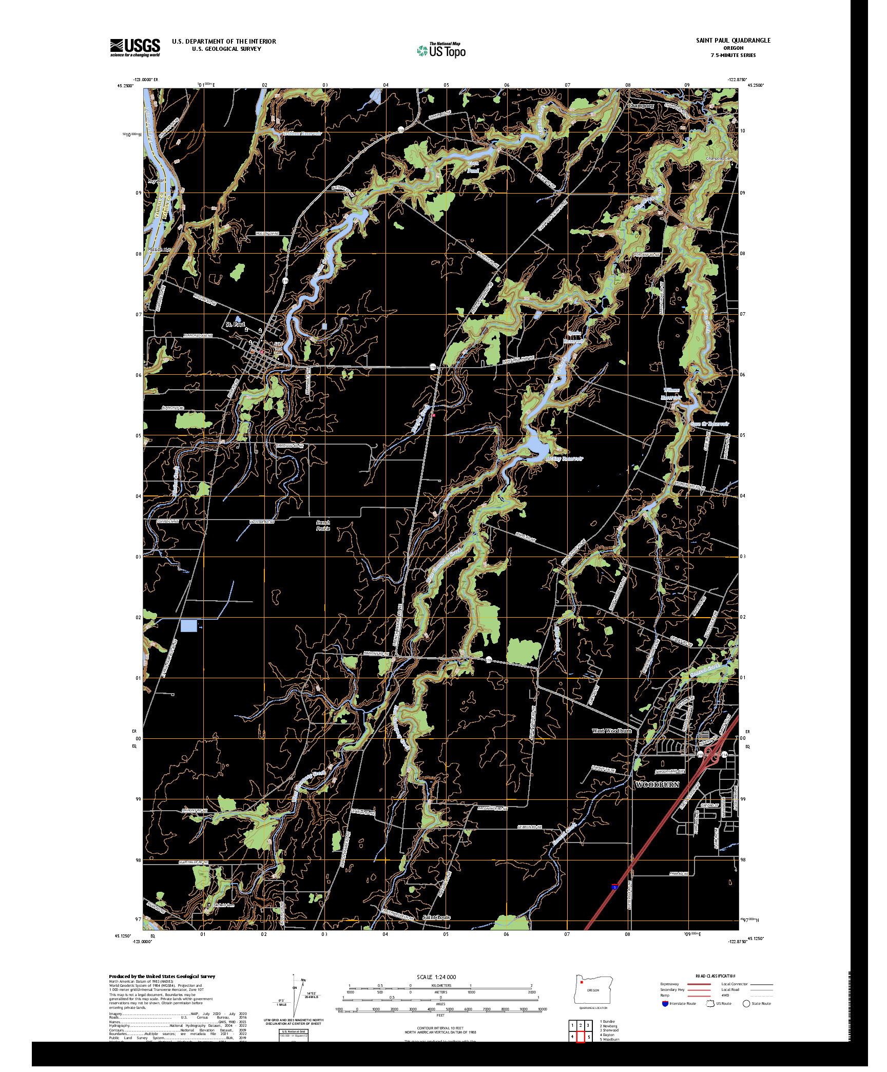 US TOPO 7.5-MINUTE MAP FOR SAINT PAUL, OR
