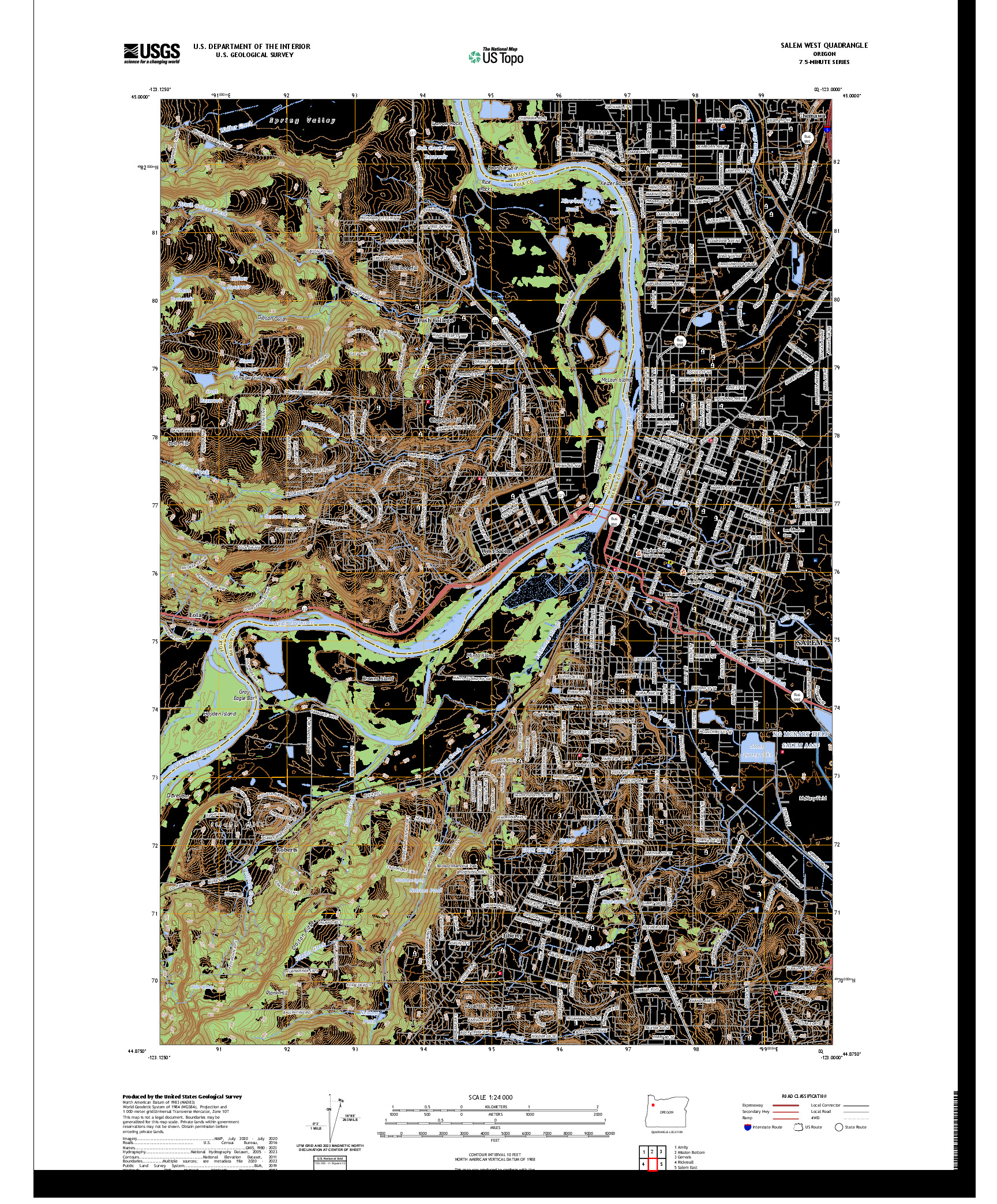 US TOPO 7.5-MINUTE MAP FOR SALEM WEST, OR