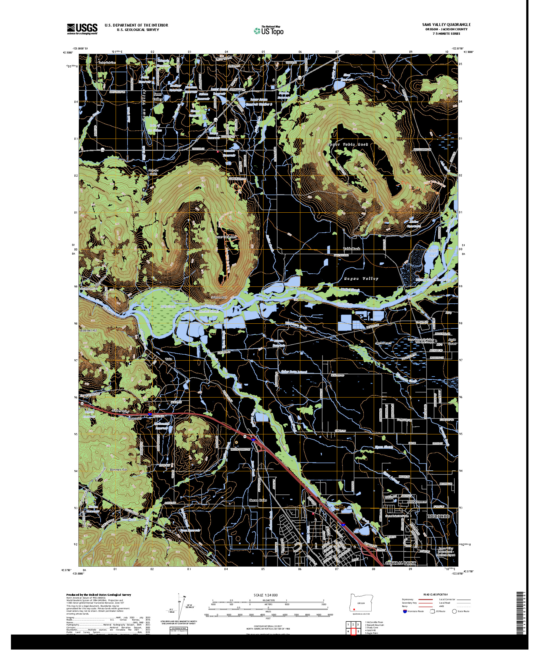 US TOPO 7.5-MINUTE MAP FOR SAMS VALLEY, OR