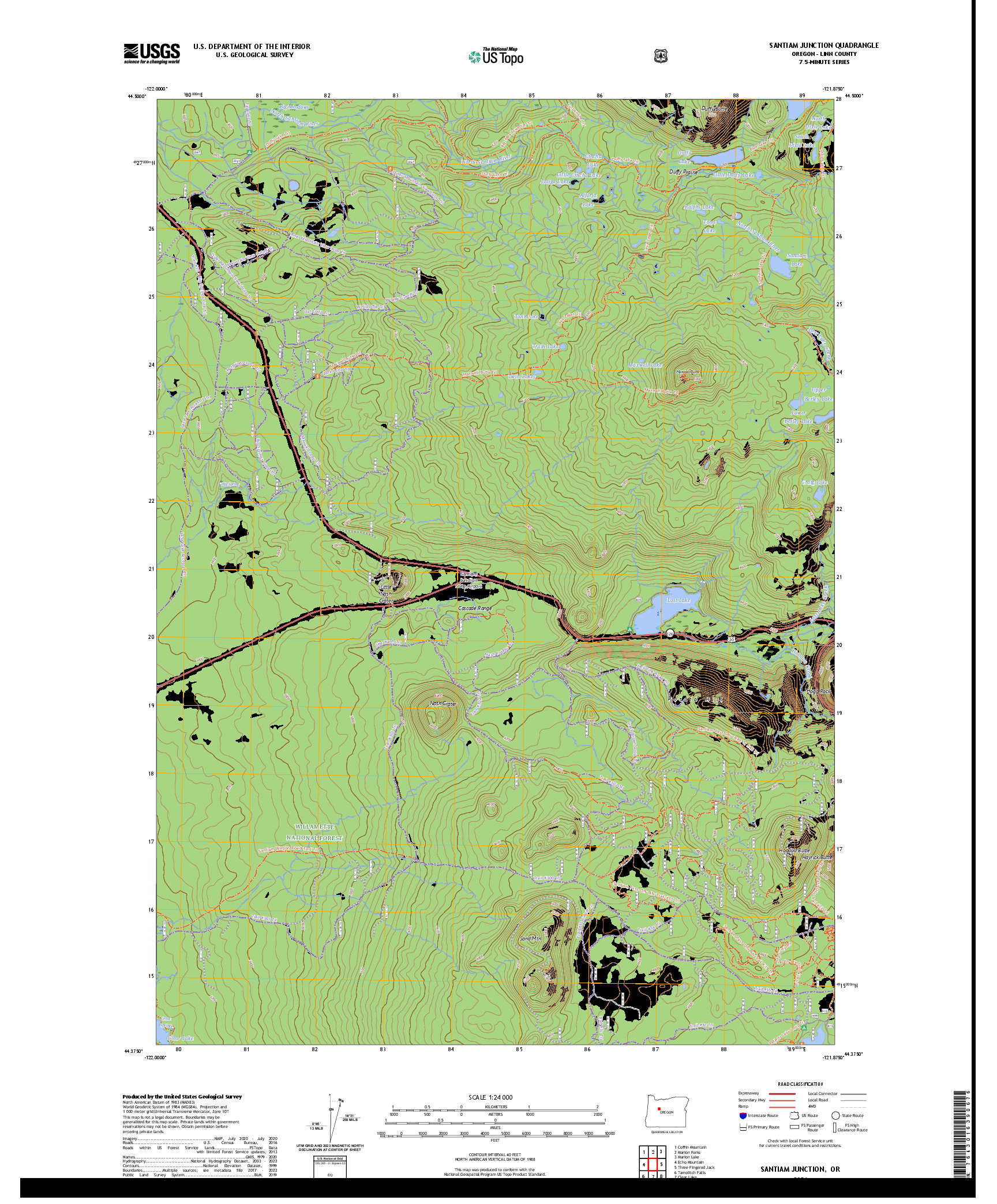 US TOPO 7.5-MINUTE MAP FOR SANTIAM JUNCTION, OR