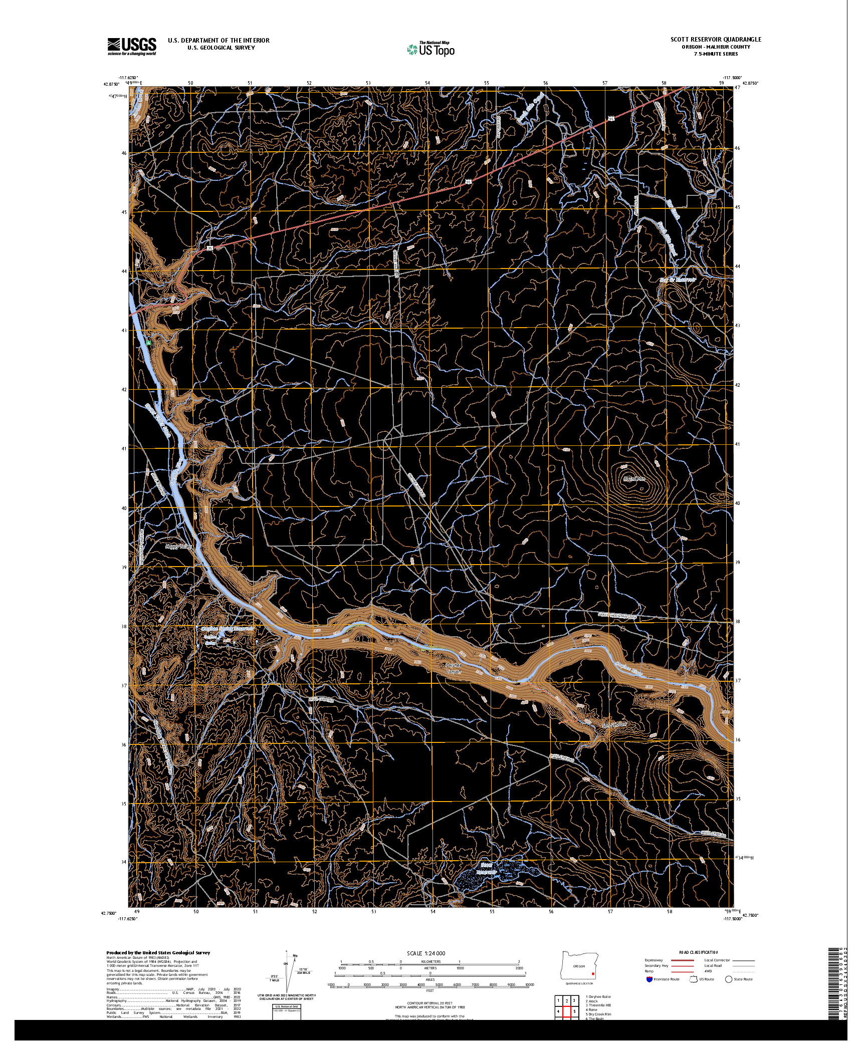 US TOPO 7.5-MINUTE MAP FOR SCOTT RESERVOIR, OR
