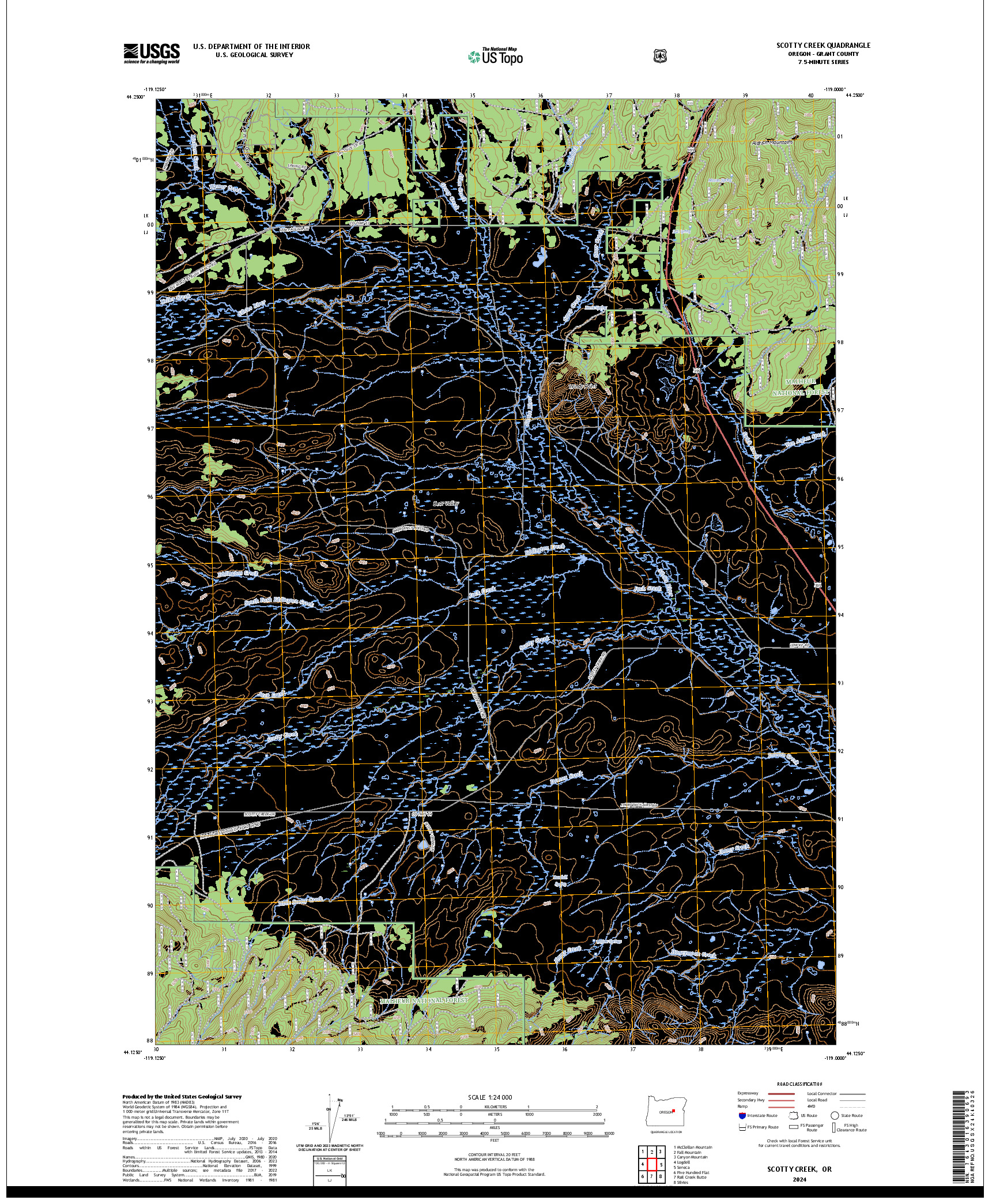US TOPO 7.5-MINUTE MAP FOR SCOTTY CREEK, OR