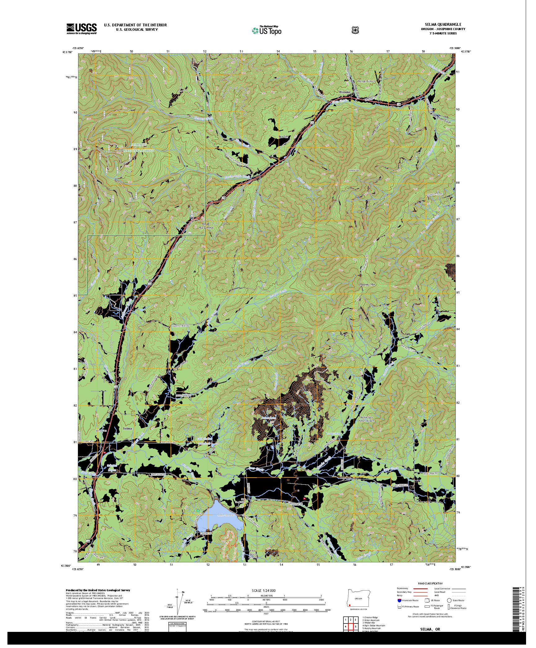 US TOPO 7.5-MINUTE MAP FOR SELMA, OR