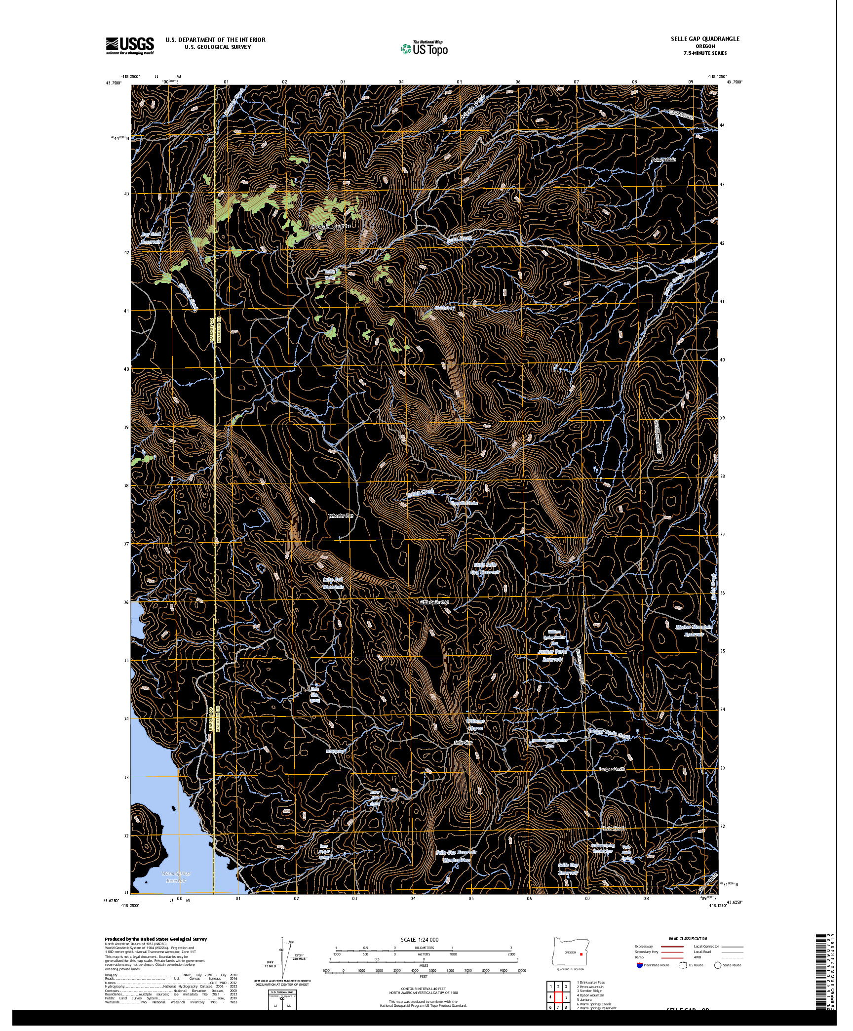 US TOPO 7.5-MINUTE MAP FOR SELLE GAP, OR