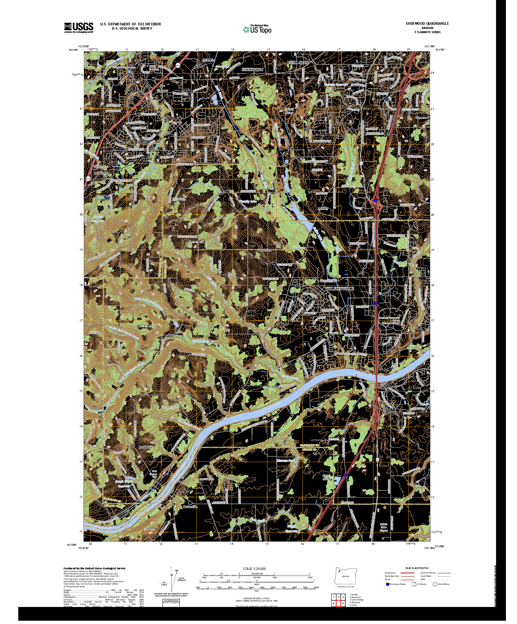 US TOPO 7.5-MINUTE MAP FOR SHERWOOD, OR