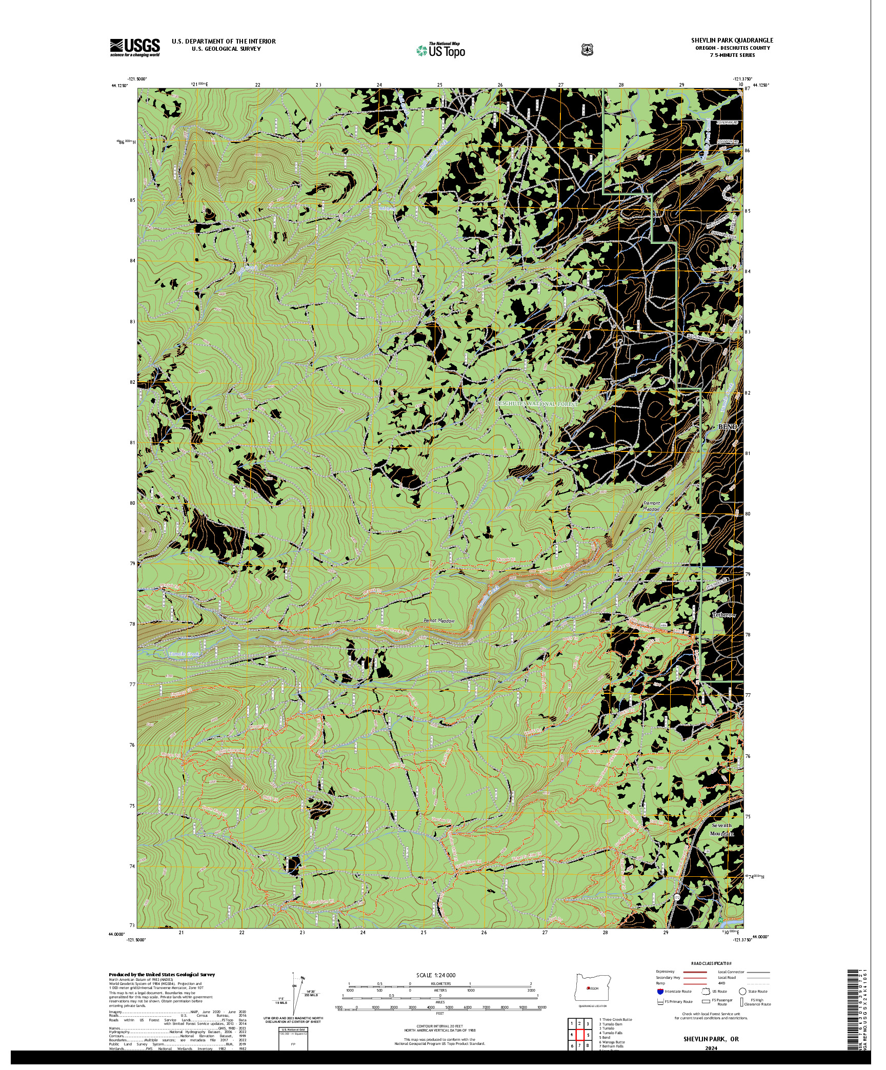 US TOPO 7.5-MINUTE MAP FOR SHEVLIN PARK, OR