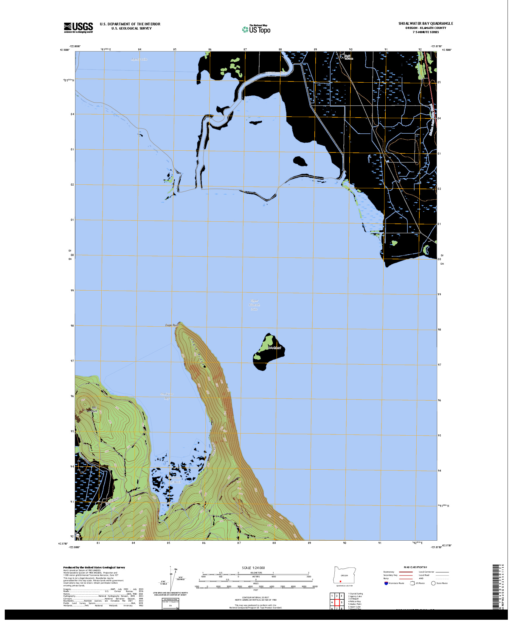 US TOPO 7.5-MINUTE MAP FOR SHOALWATER BAY, OR