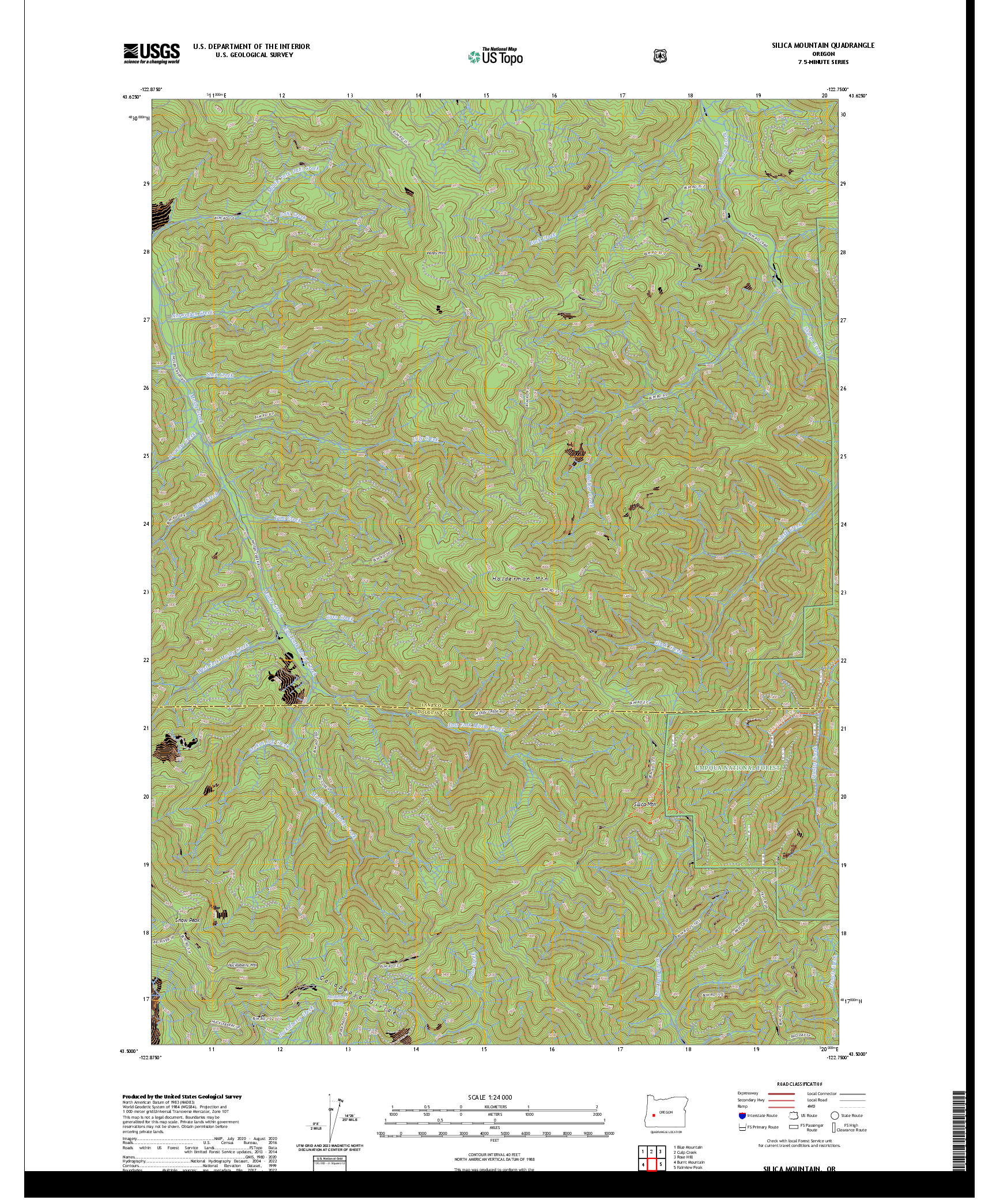US TOPO 7.5-MINUTE MAP FOR SILICA MOUNTAIN, OR
