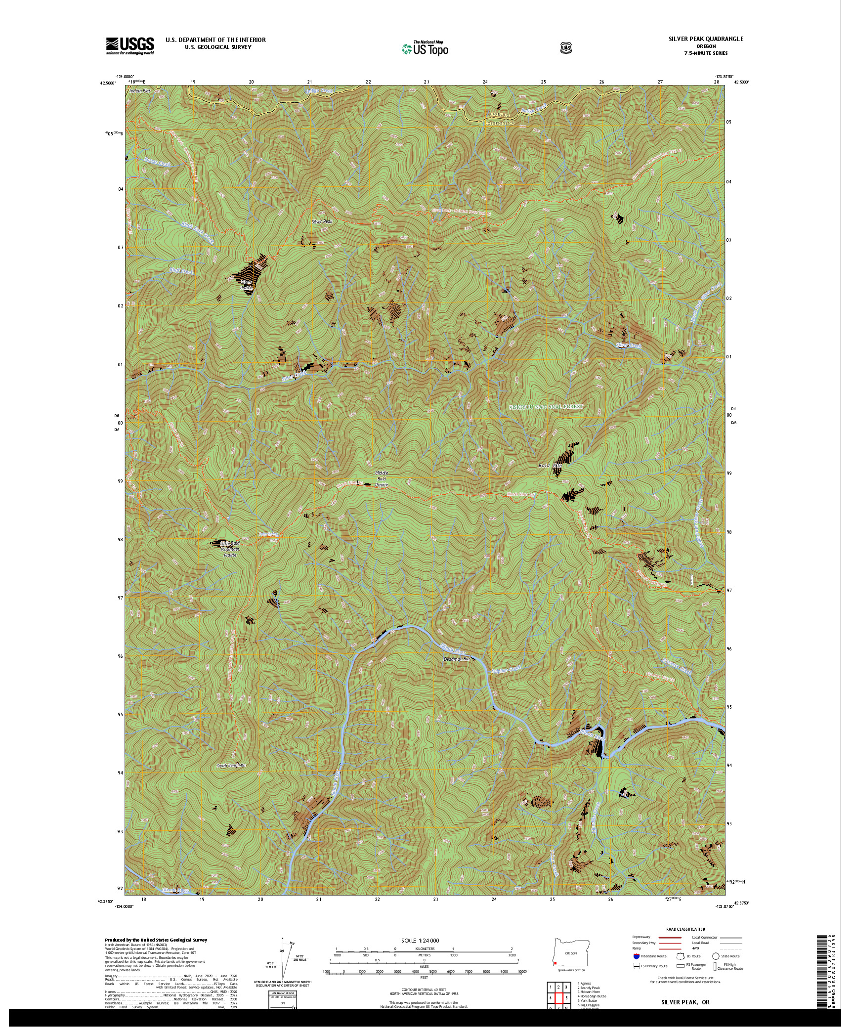 US TOPO 7.5-MINUTE MAP FOR SILVER PEAK, OR