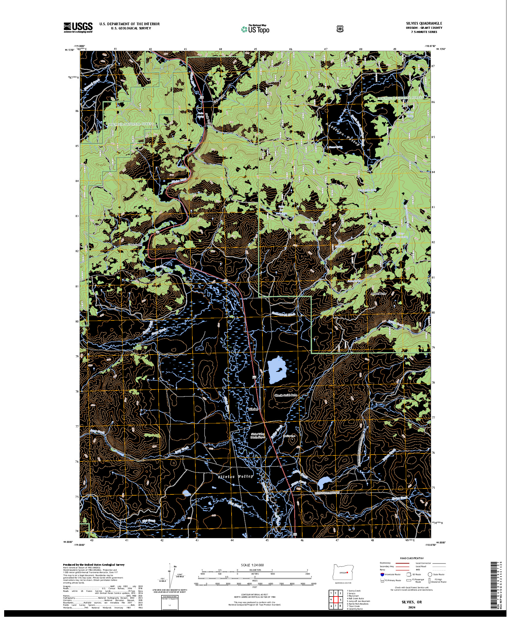 US TOPO 7.5-MINUTE MAP FOR SILVIES, OR