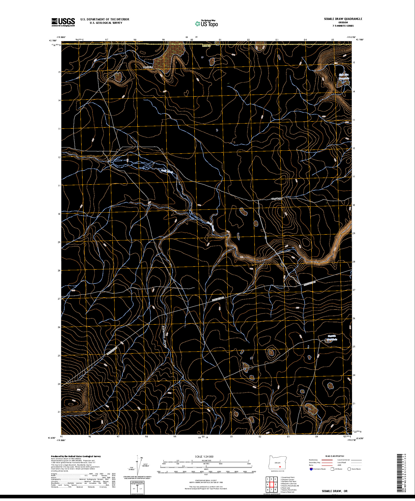 US TOPO 7.5-MINUTE MAP FOR SIXMILE DRAW, OR