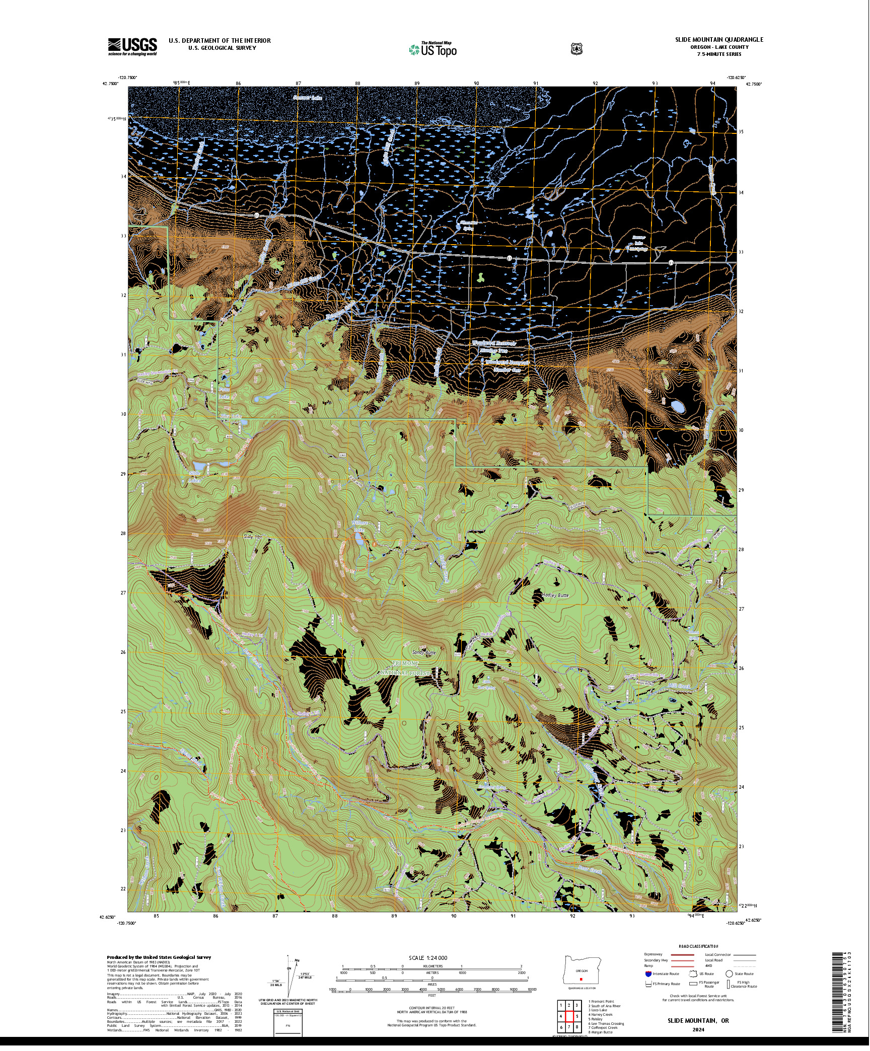 US TOPO 7.5-MINUTE MAP FOR SLIDE MOUNTAIN, OR