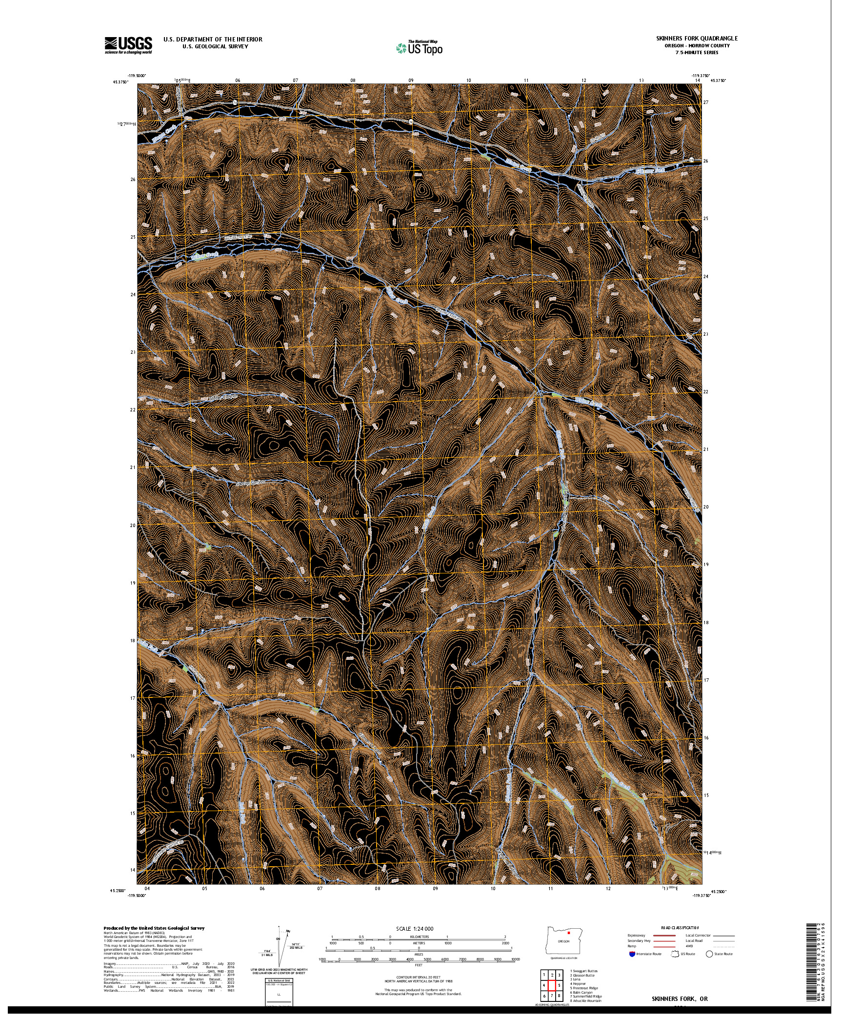 US TOPO 7.5-MINUTE MAP FOR SKINNERS FORK, OR
