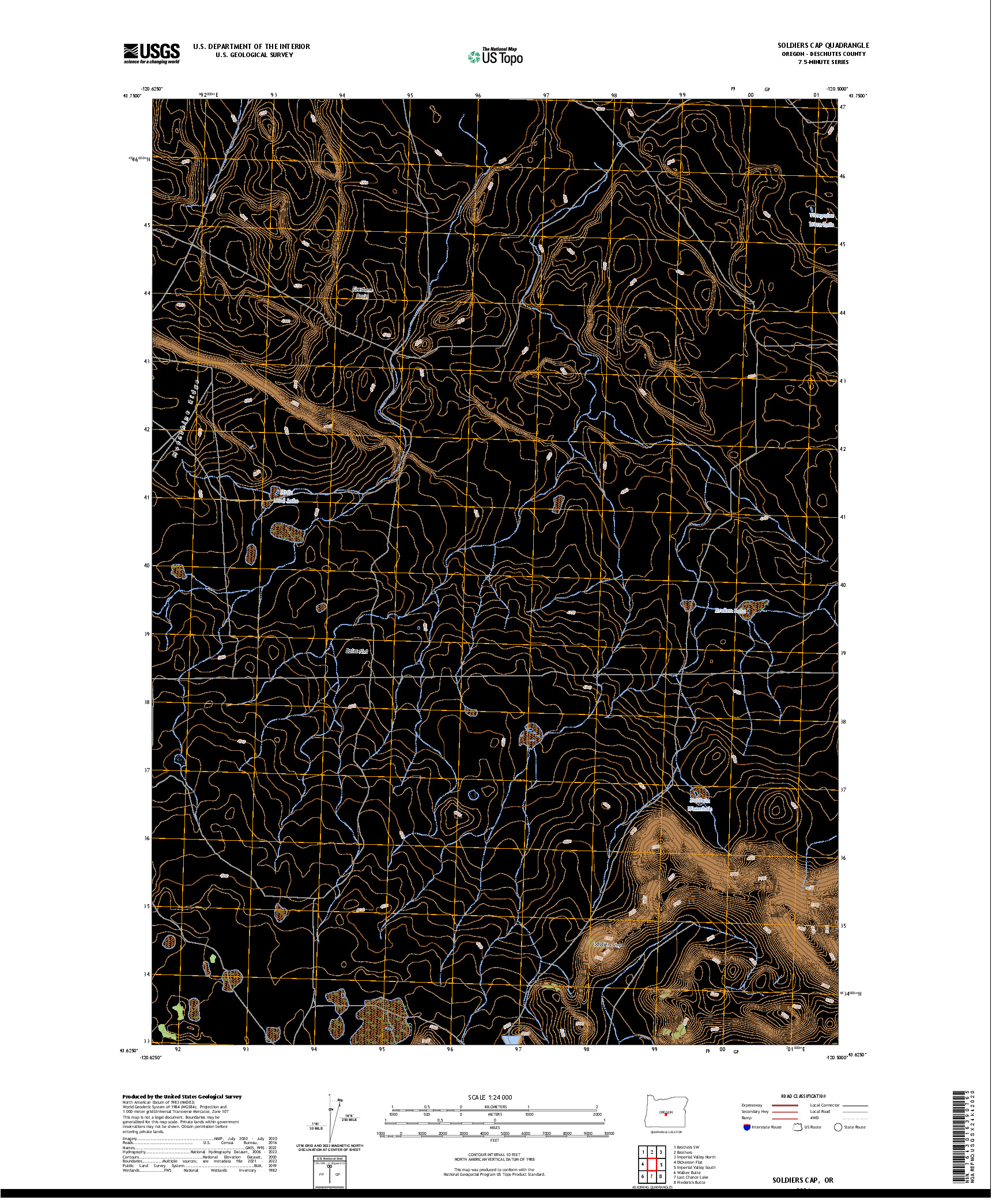 US TOPO 7.5-MINUTE MAP FOR SOLDIERS CAP, OR