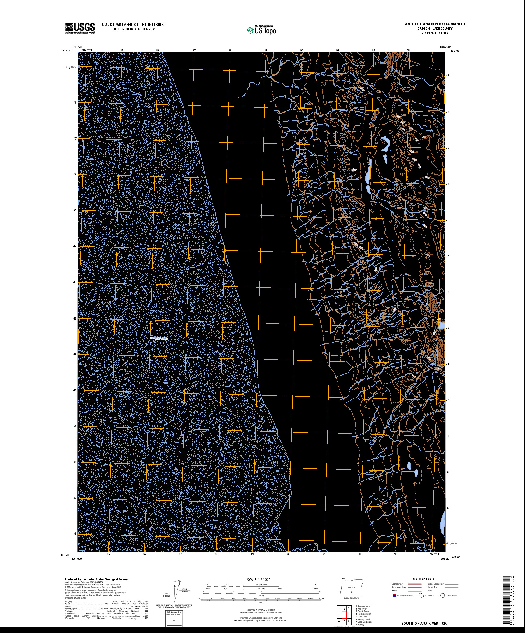 US TOPO 7.5-MINUTE MAP FOR SOUTH OF ANA RIVER, OR