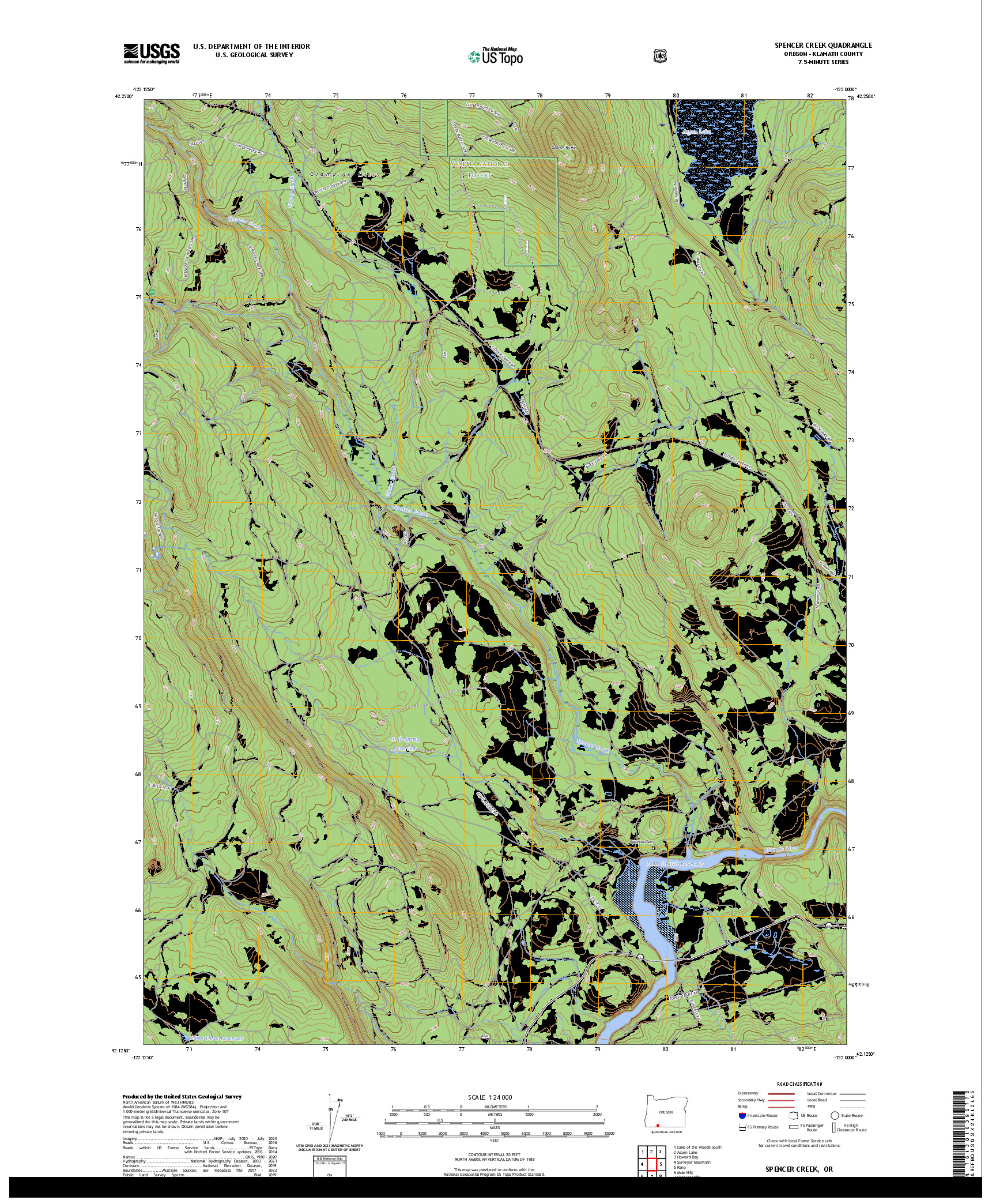 US TOPO 7.5-MINUTE MAP FOR SPENCER CREEK, OR