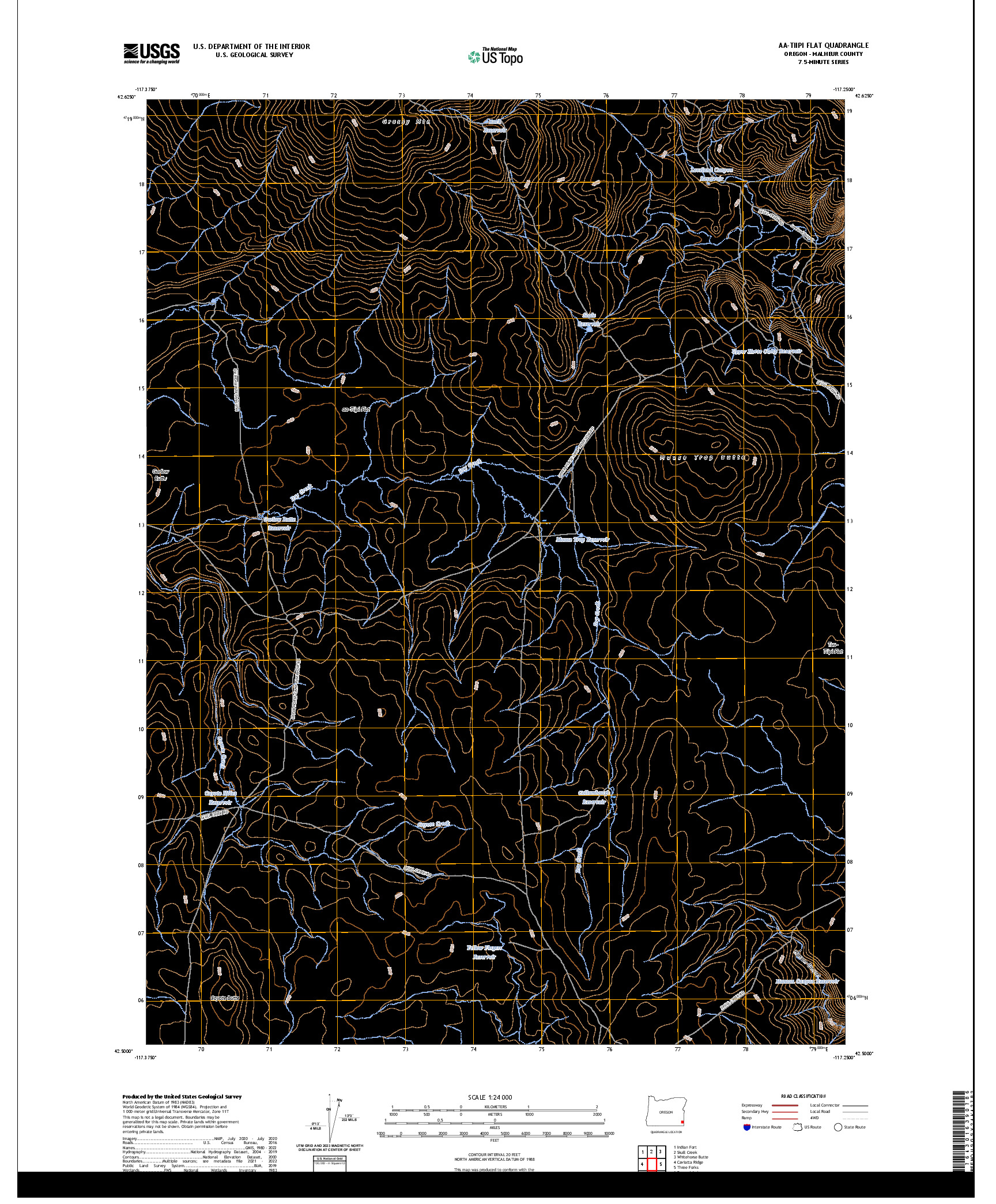 US TOPO 7.5-MINUTE MAP FOR AA-TIIPI FLAT, OR