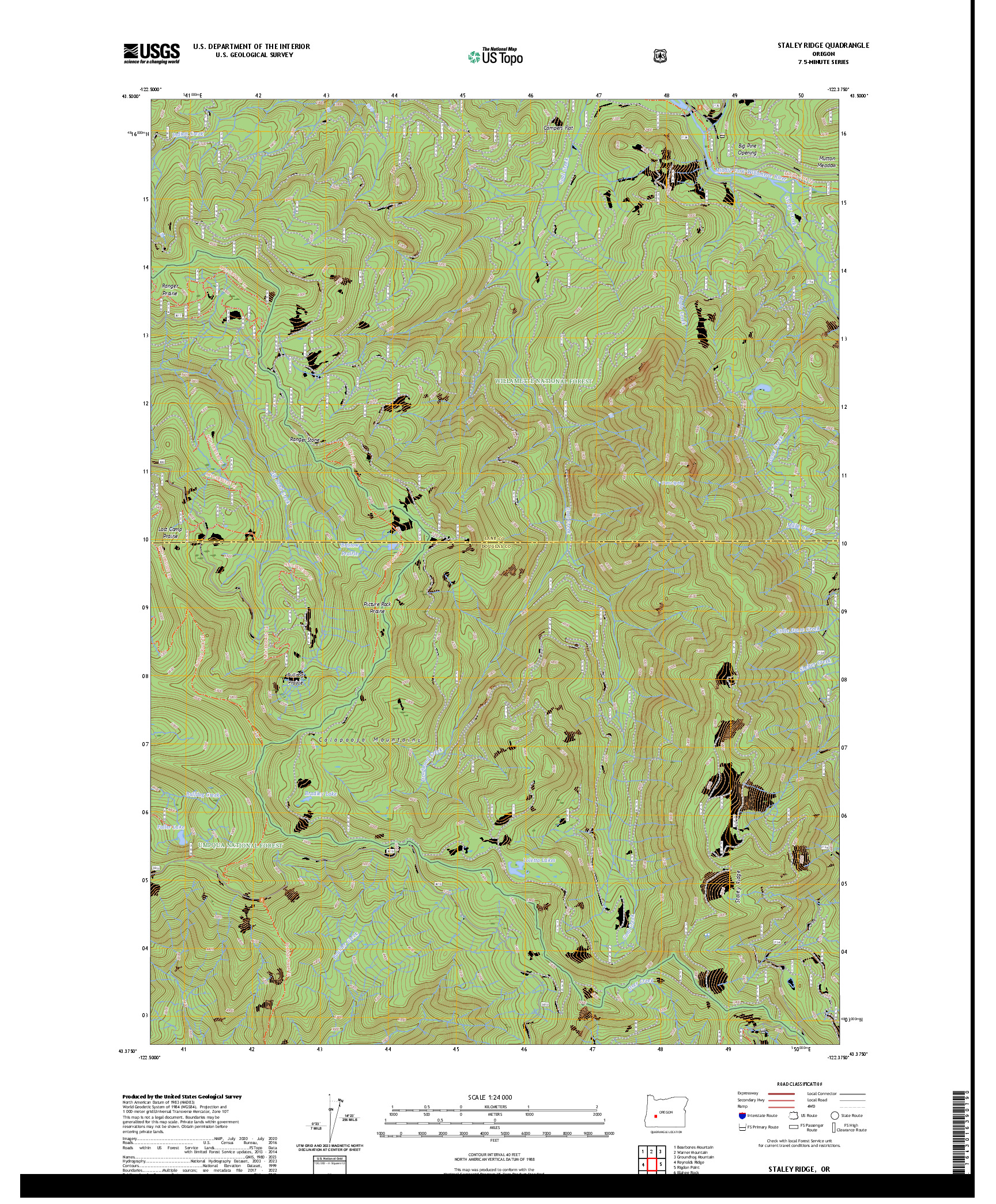 US TOPO 7.5-MINUTE MAP FOR STALEY RIDGE, OR