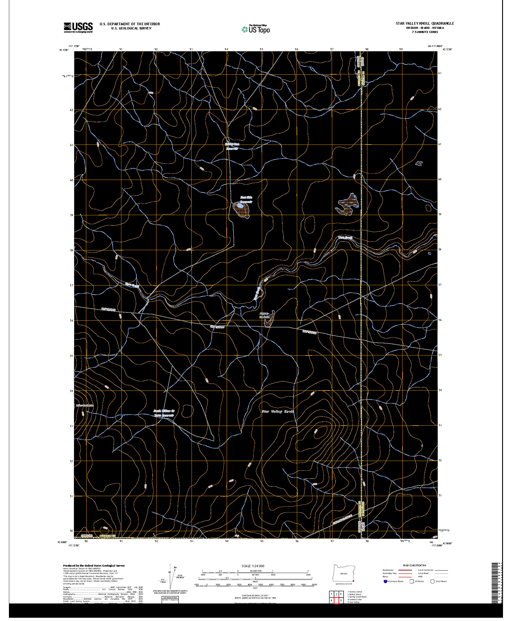 US TOPO 7.5-MINUTE MAP FOR STAR VALLEY KNOLL, OR,ID,NV